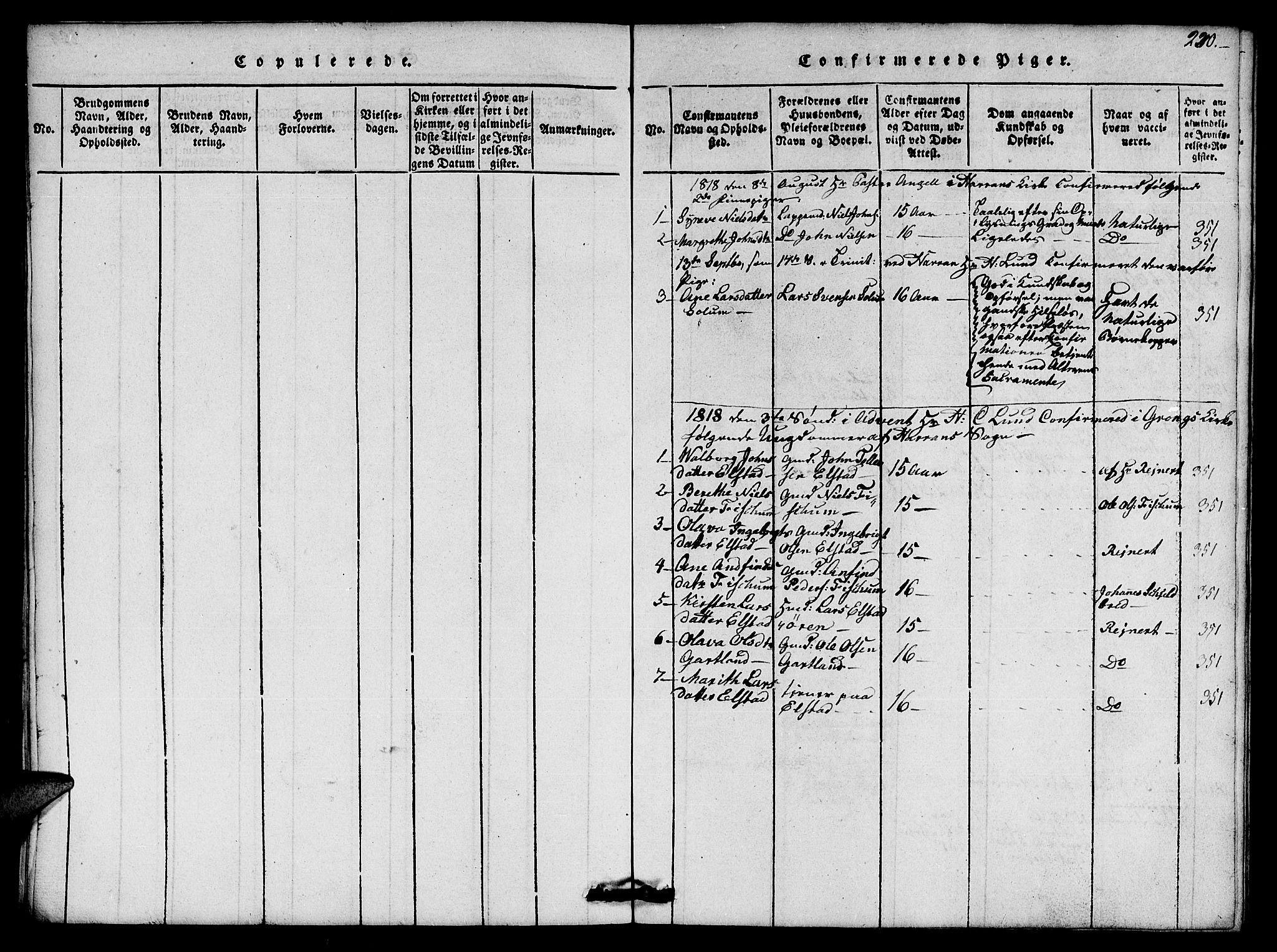 Ministerialprotokoller, klokkerbøker og fødselsregistre - Nord-Trøndelag, SAT/A-1458/759/L0527: Klokkerbok nr. 759C01 /1, 1816-1825, s. 230