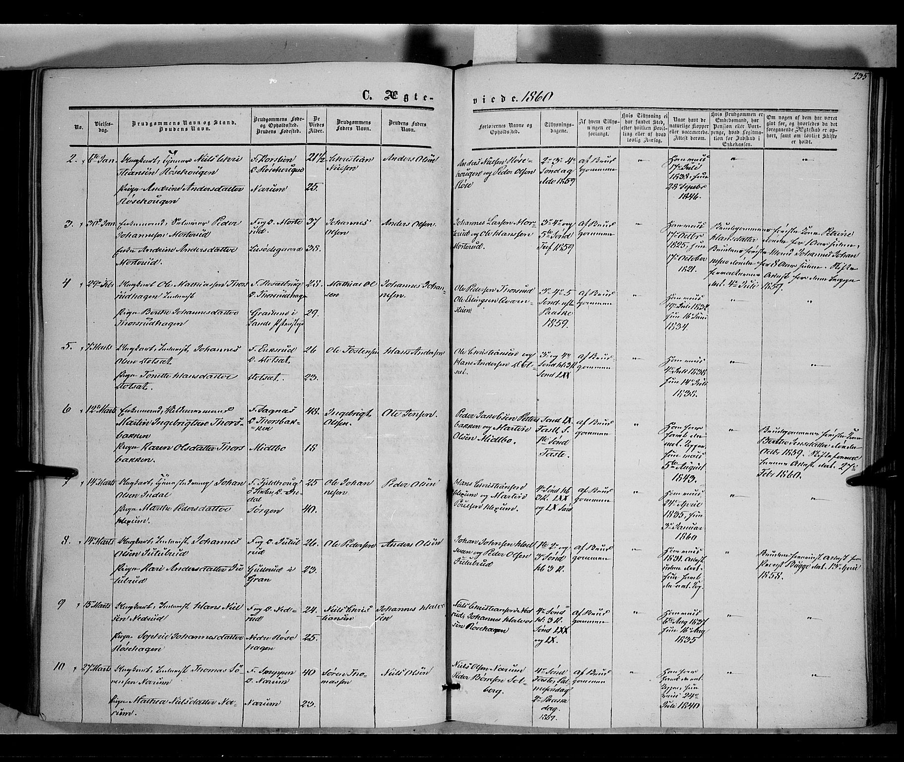 Vestre Toten prestekontor, AV/SAH-PREST-108/H/Ha/Haa/L0006: Ministerialbok nr. 6, 1856-1861, s. 235