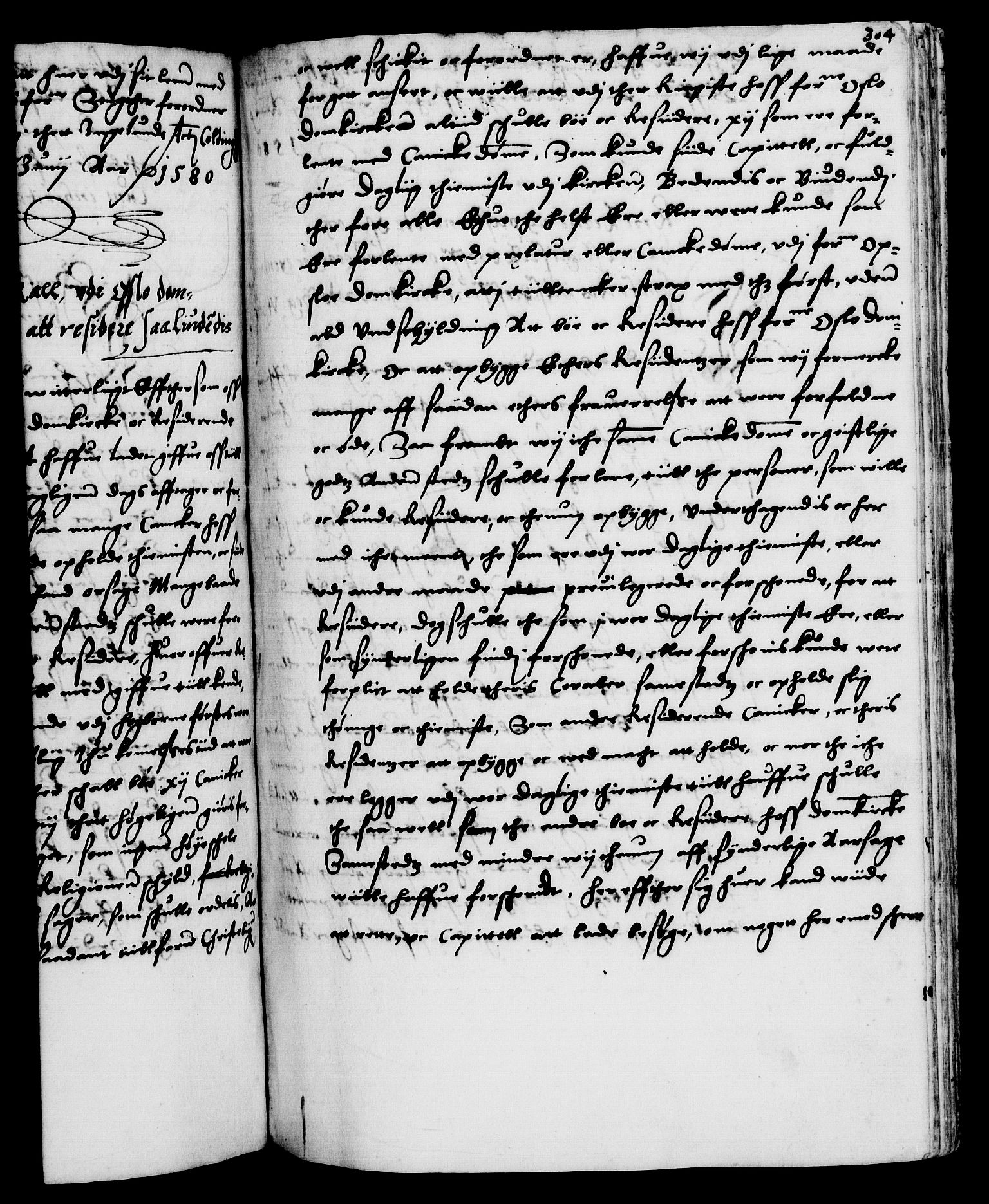Danske Kanselli 1572-1799, AV/RA-EA-3023/F/Fc/Fca/Fcaa/L0001: Norske registre (mikrofilm), 1572-1588, s. 304a