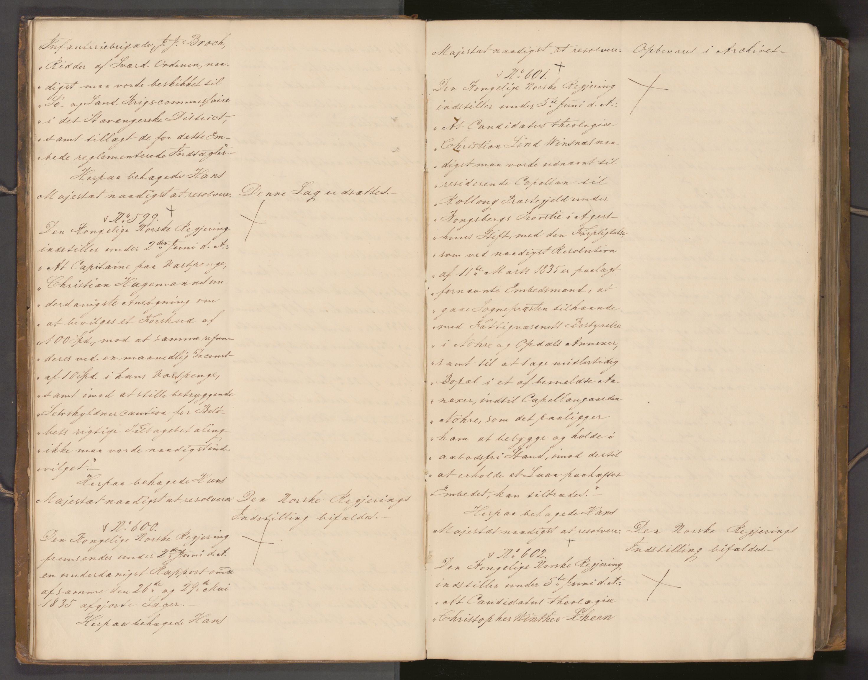 Statsrådssekretariatet, AV/RA-S-1001/A/Ab/L0041: Kgl. res. nr. 569-1292, 2. halvår, 1835