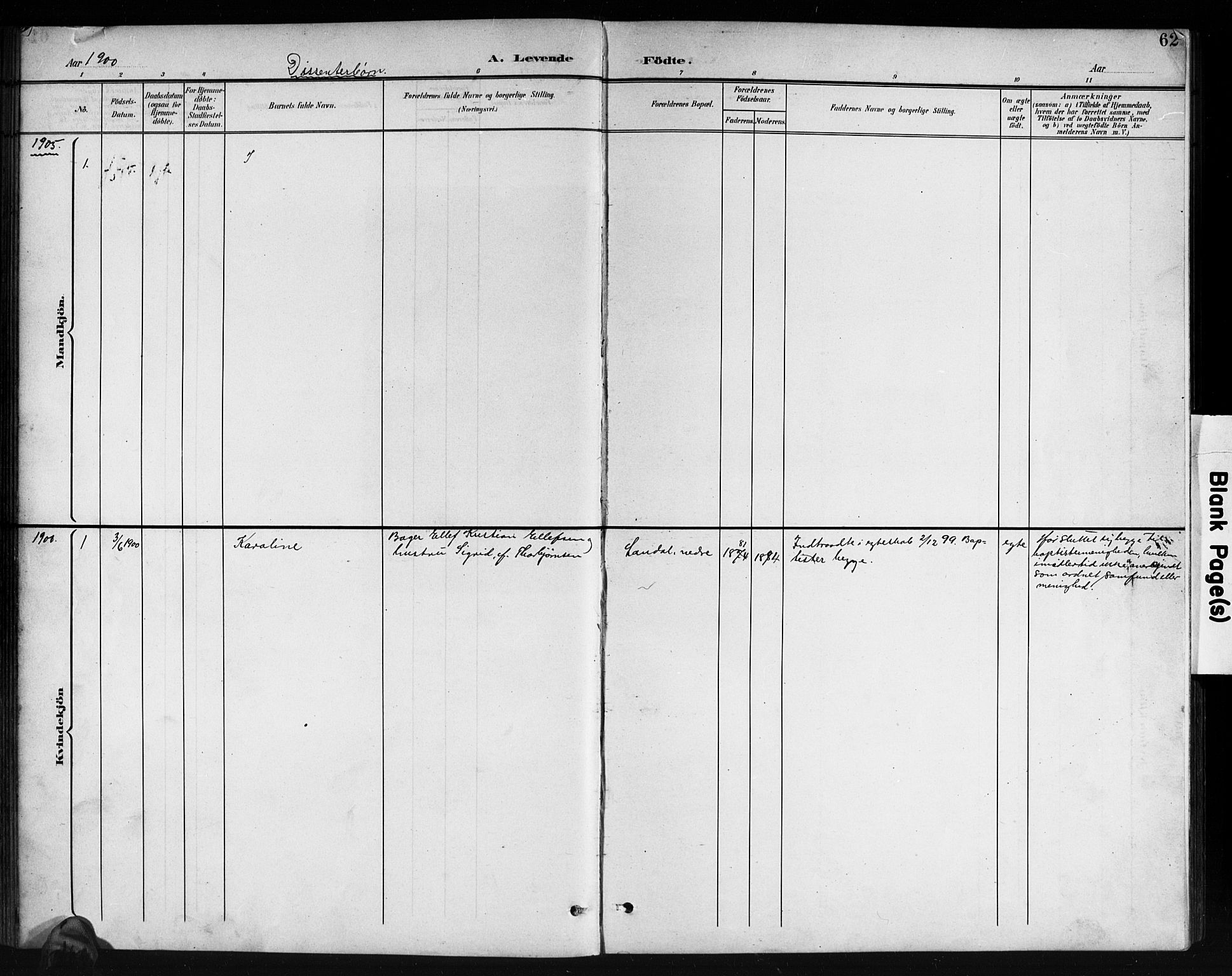 Holum sokneprestkontor, SAK/1111-0022/F/Fb/Fbb/L0004: Klokkerbok nr. B 4, 1899-1920, s. 62