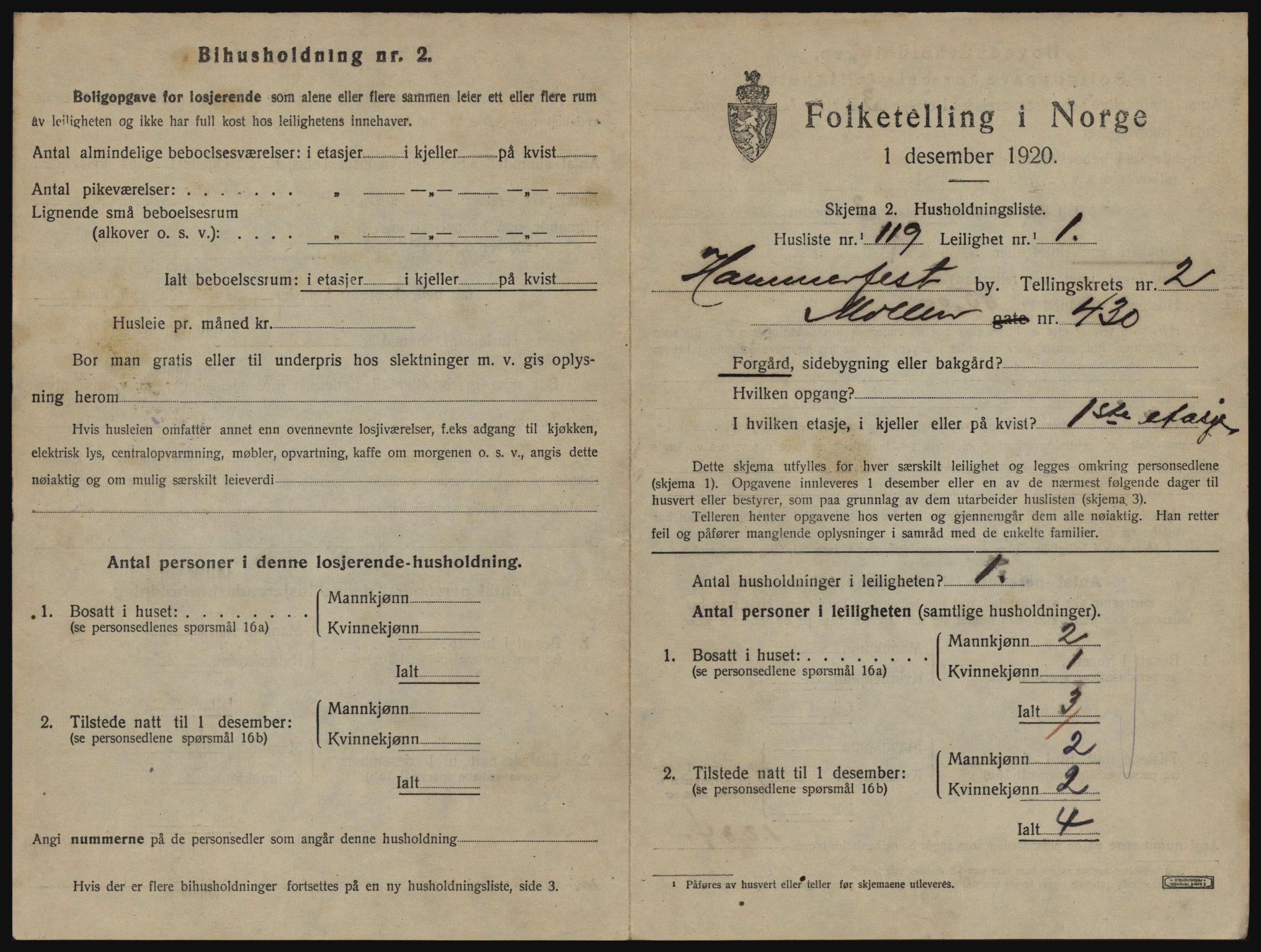 SATØ, Folketelling 1920 for 2001 Hammerfest kjøpstad, 1920, s. 2250