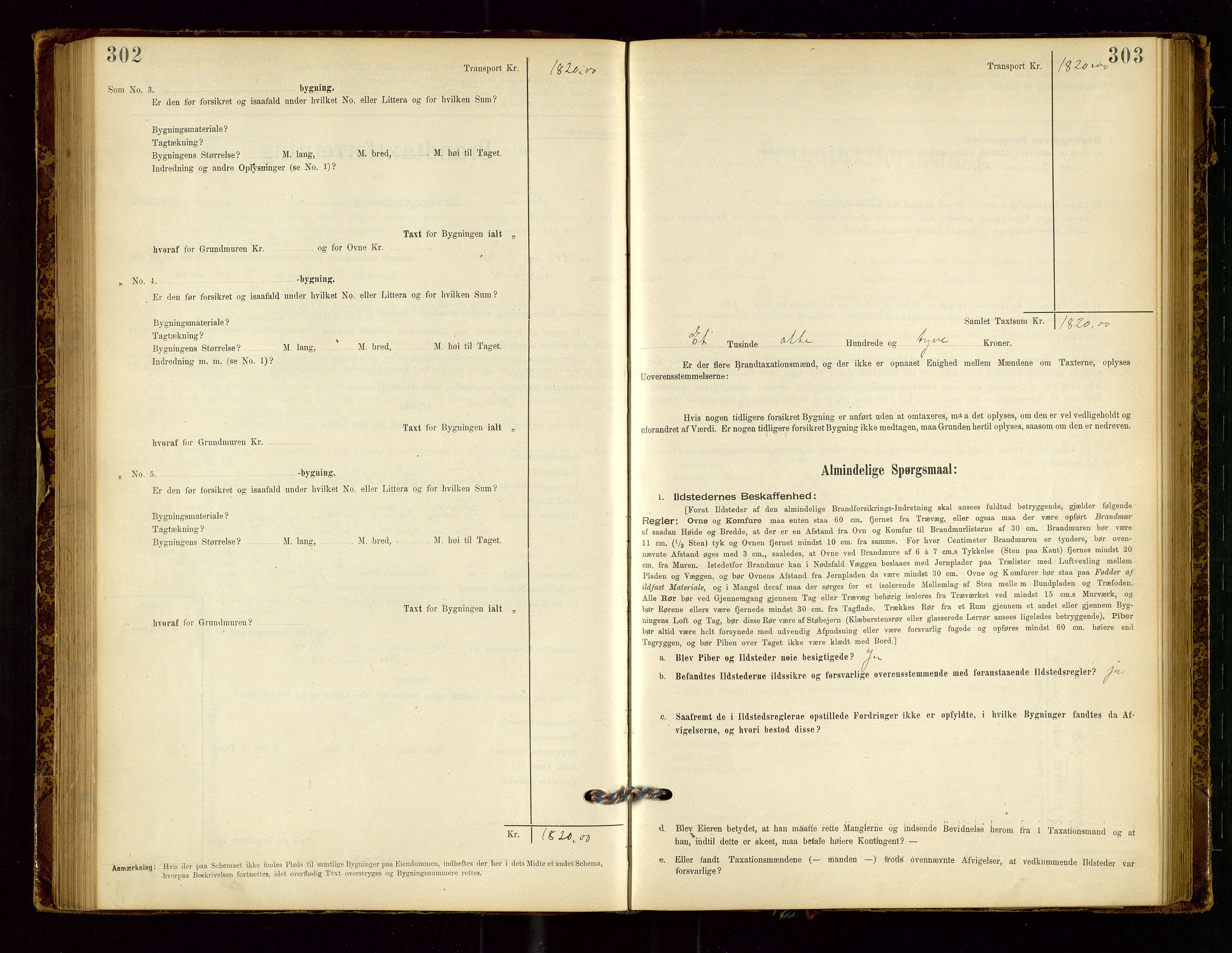 Lund lensmannskontor, AV/SAST-A-100303/Gob/L0001: "Brandtakstprotokol", 1894-1907, s. 302-303