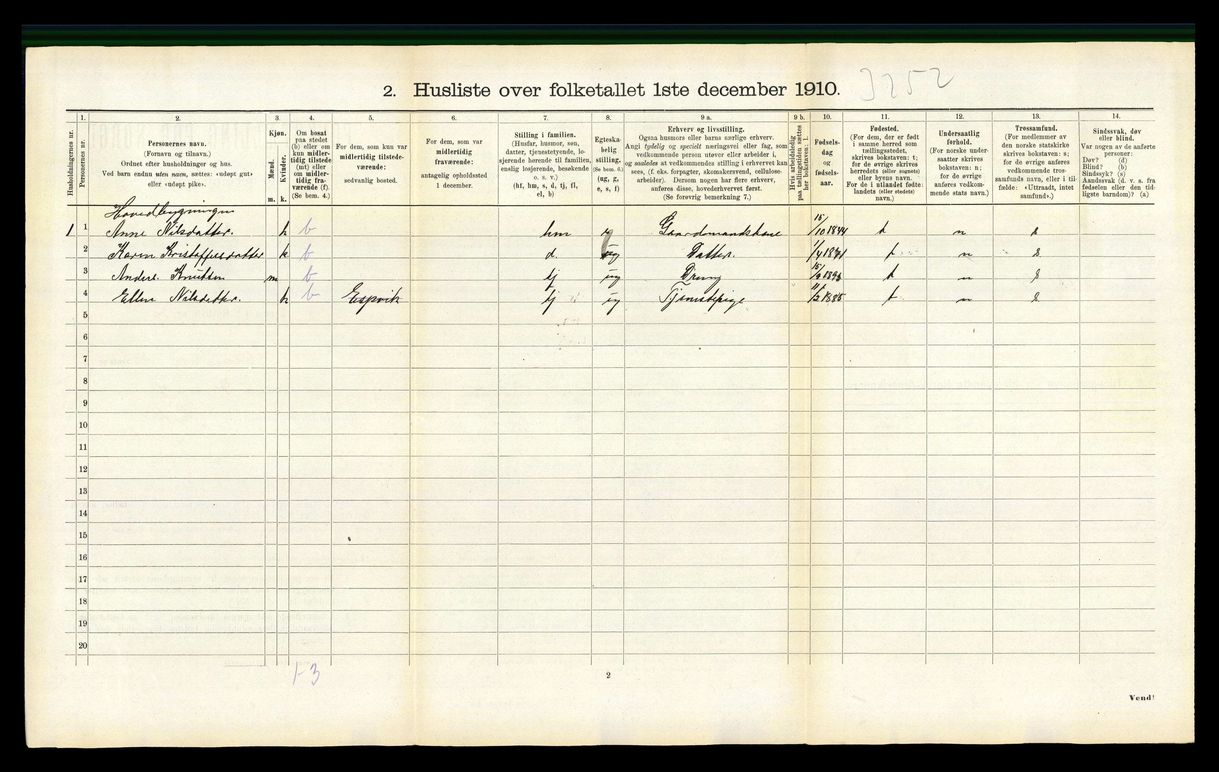 RA, Folketelling 1910 for 1569 Aure herred, 1910, s. 327