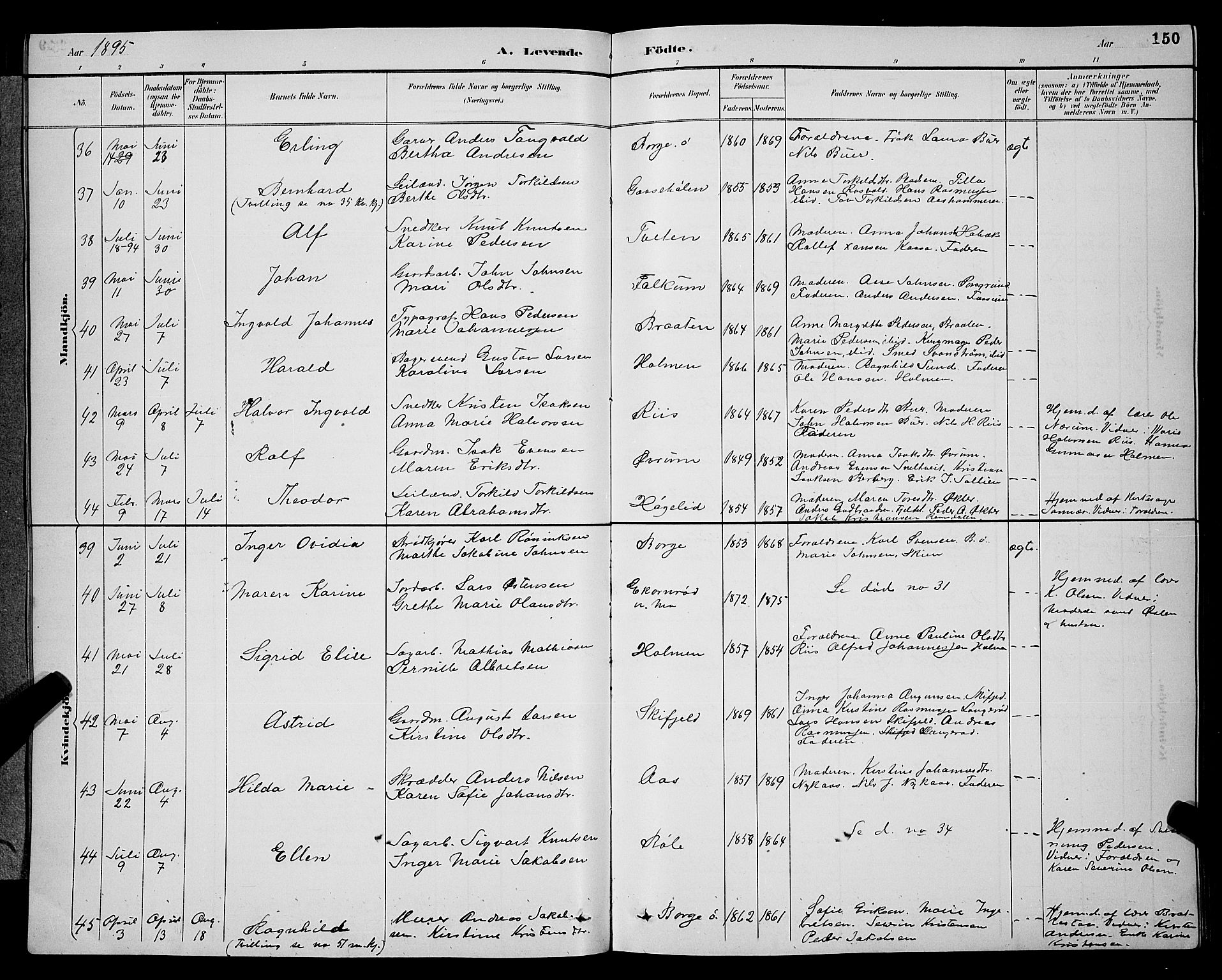Gjerpen kirkebøker, AV/SAKO-A-265/G/Ga/L0002: Klokkerbok nr. I 2, 1883-1900, s. 150