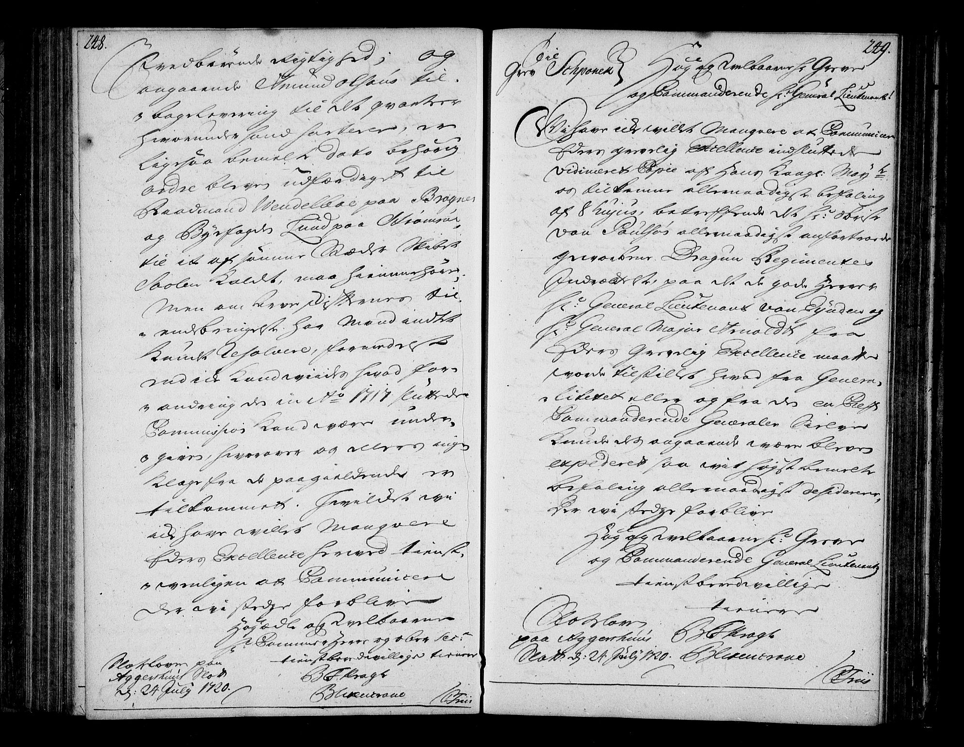 Stattholderembetet 1572-1771, AV/RA-EA-2870/Bd/L0005: Korrespondanseprotokoll, 1718-1721, s. 248-249