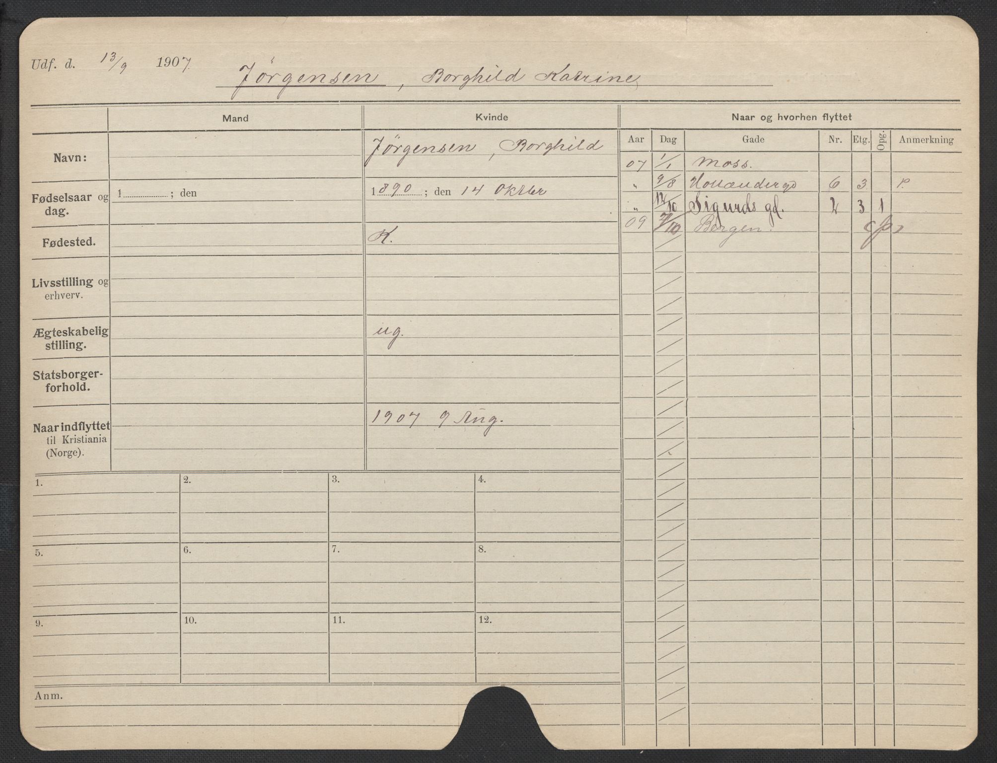 Oslo folkeregister, Registerkort, AV/SAO-A-11715/F/Fa/Fac/L0018: Kvinner, 1906-1914, s. 677a