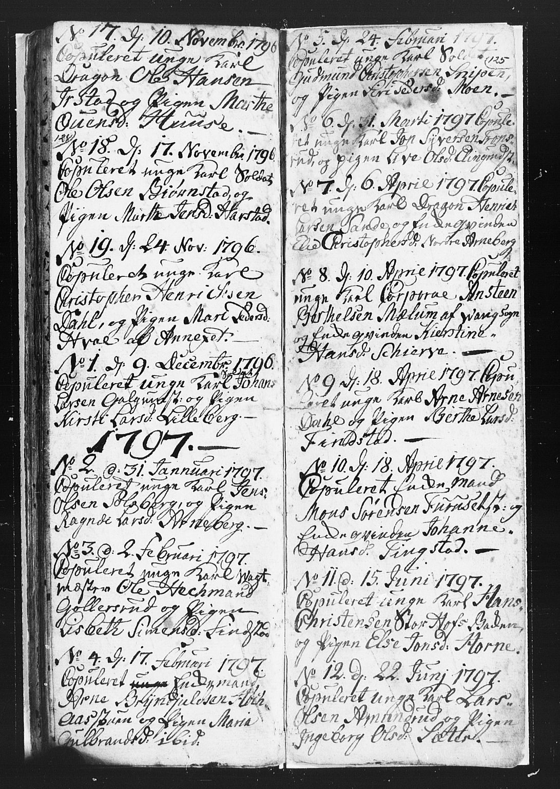 Romedal prestekontor, AV/SAH-PREST-004/L/L0002: Klokkerbok nr. 2, 1795-1800, s. 124-125
