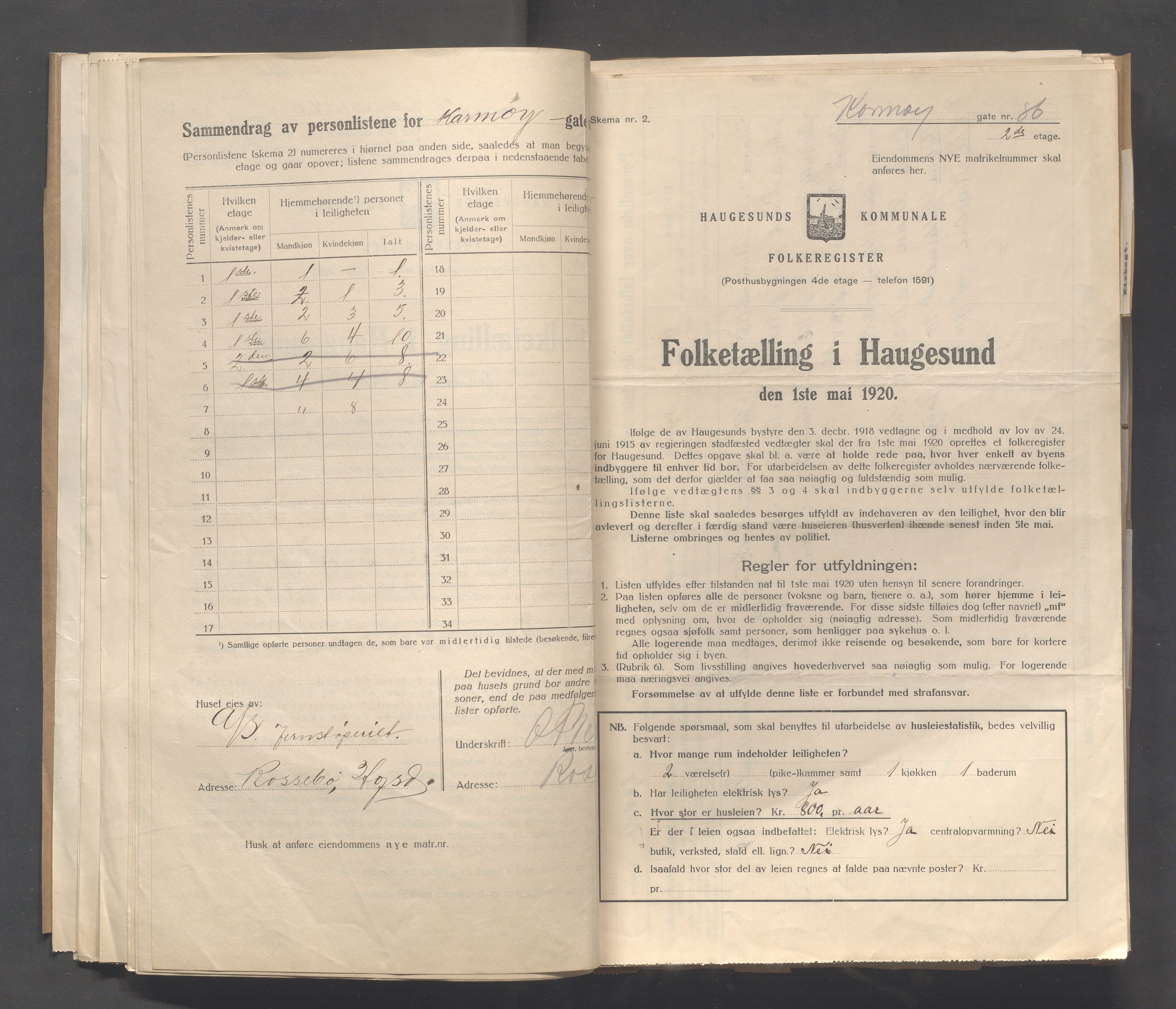 IKAR, Kommunal folketelling 1.5.1920 for Haugesund, 1920, s. 2482