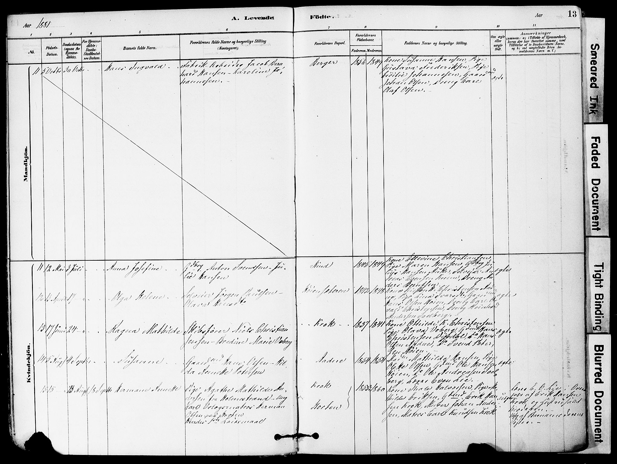 Strømm kirkebøker, AV/SAKO-A-322/F/Fa/L0004: Ministerialbok nr. I 4, 1878-1899, s. 13