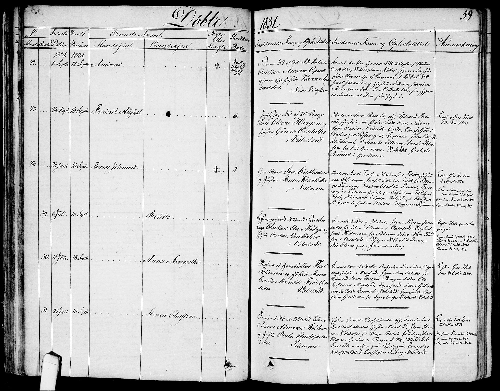 Garnisonsmenigheten Kirkebøker, AV/SAO-A-10846/G/Ga/L0004: Klokkerbok nr. 4, 1828-1840, s. 59