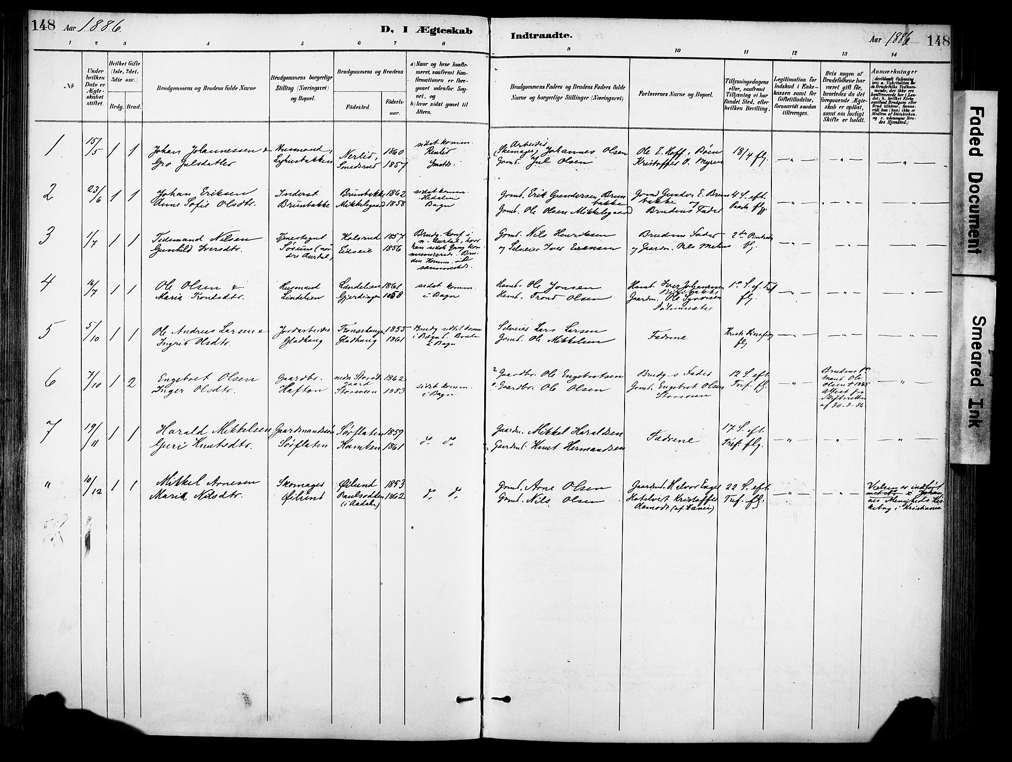 Sør-Aurdal prestekontor, SAH/PREST-128/H/Ha/Haa/L0009: Ministerialbok nr. 9, 1886-1906, s. 148