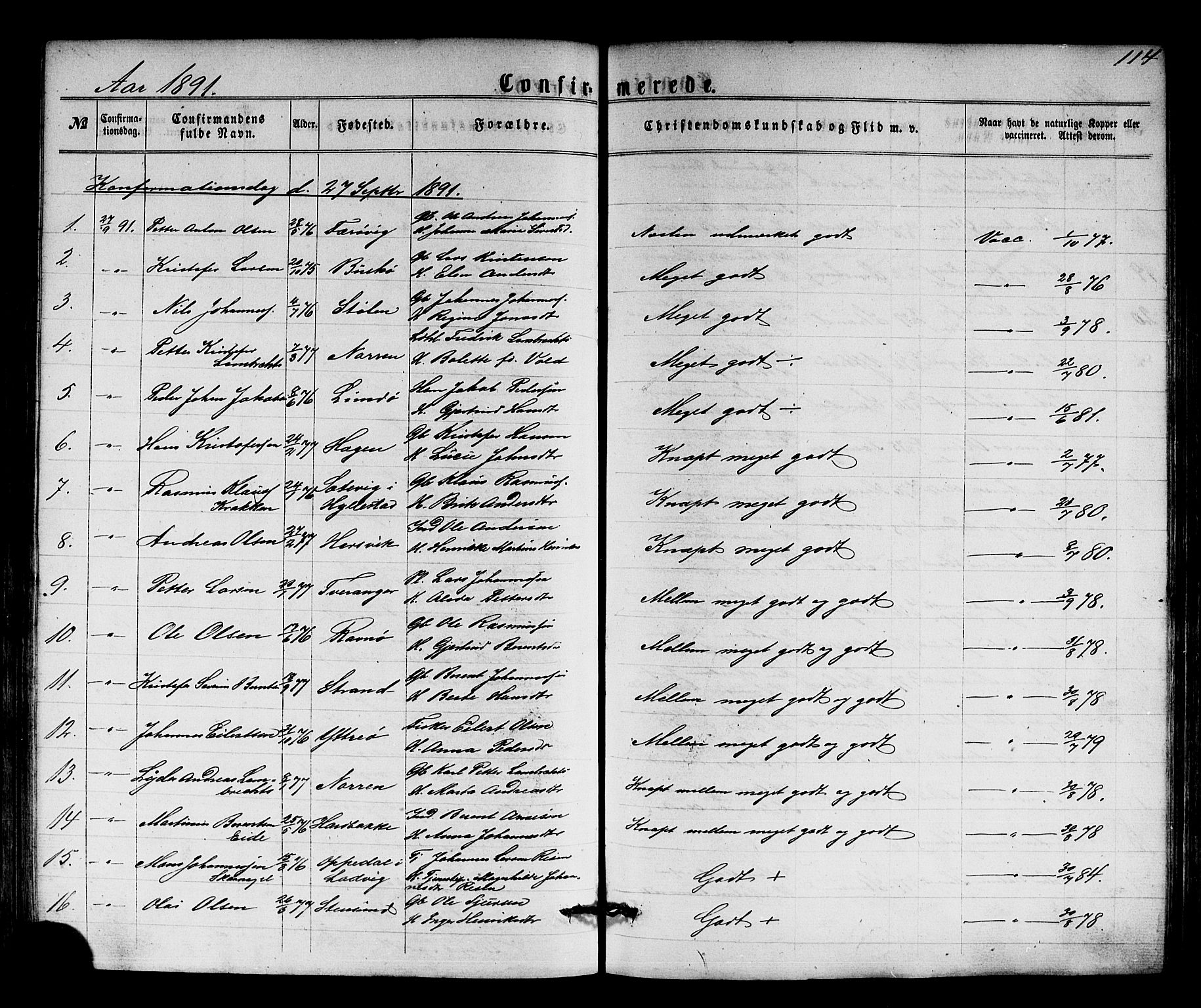 Solund sokneprestembete, AV/SAB-A-81401: Klokkerbok nr. A 1, 1860-1893, s. 114
