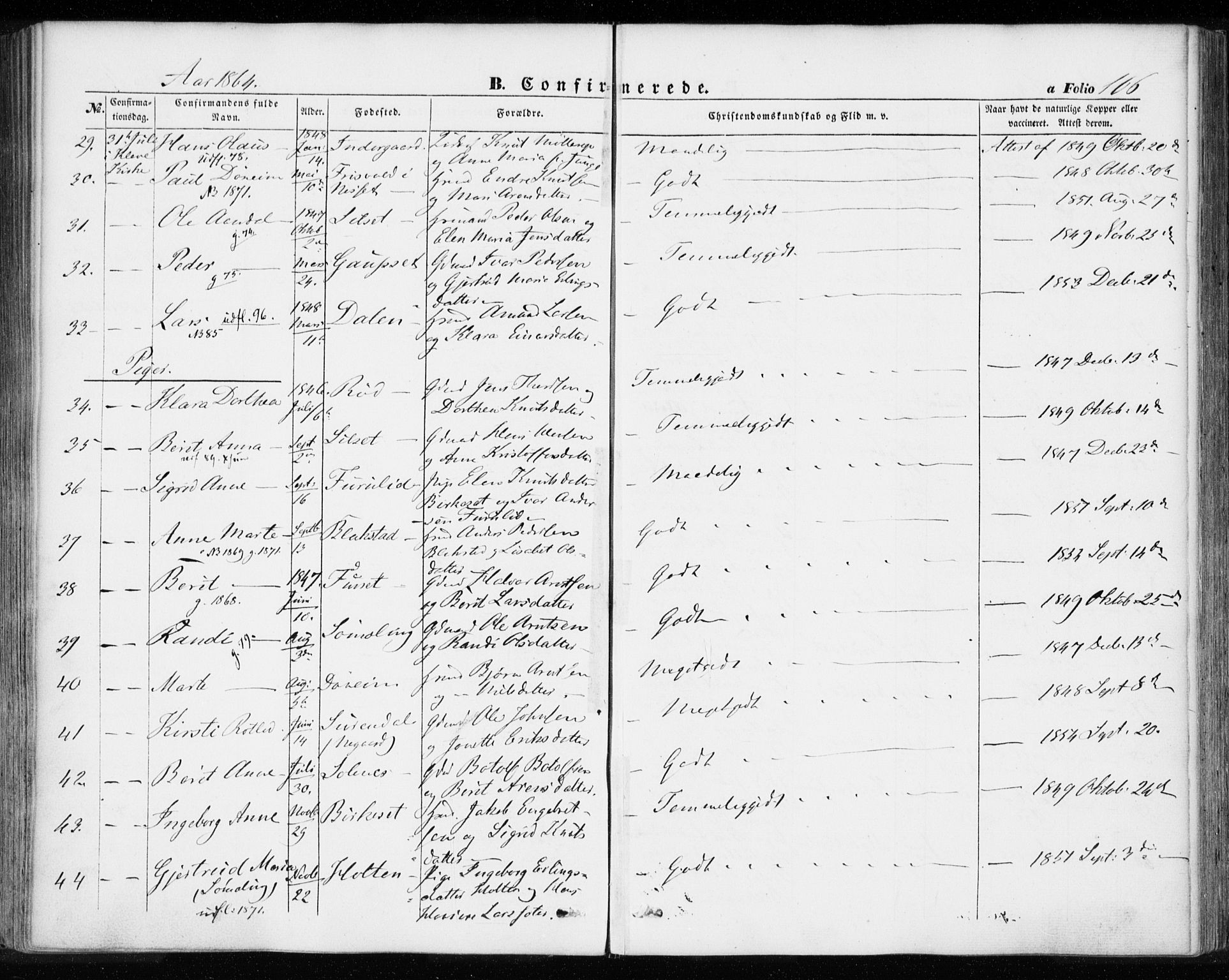 Ministerialprotokoller, klokkerbøker og fødselsregistre - Møre og Romsdal, AV/SAT-A-1454/584/L0965: Ministerialbok nr. 584A05, 1857-1868, s. 106