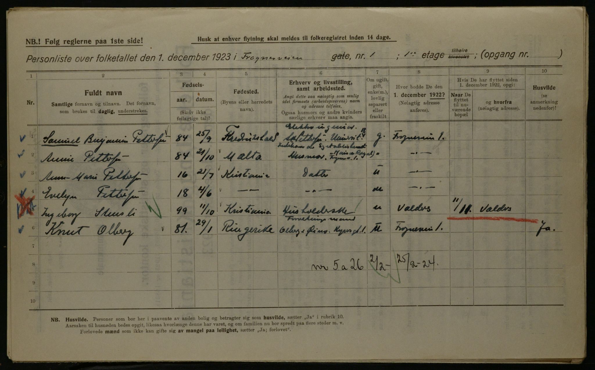 OBA, Kommunal folketelling 1.12.1923 for Kristiania, 1923, s. 30558