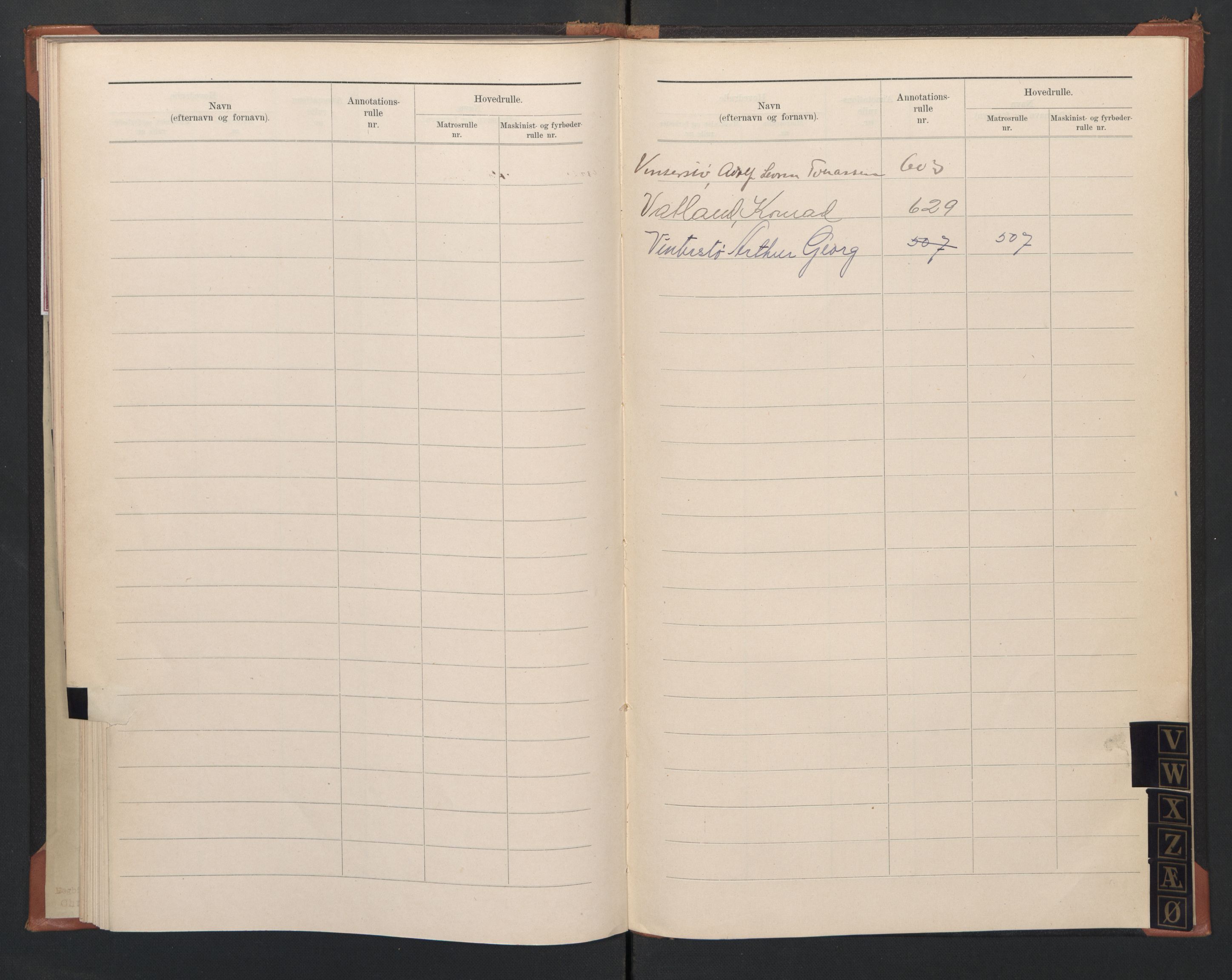 Sogndal mønstringskrets, SAK/2031-0020/F/Fb/L0004: Register til annotasjonsrulle nr 571-635, hovedrulle A nr 456-511 og hovedrulle B nr 3-9, P-5, 1910-1948, s. 23