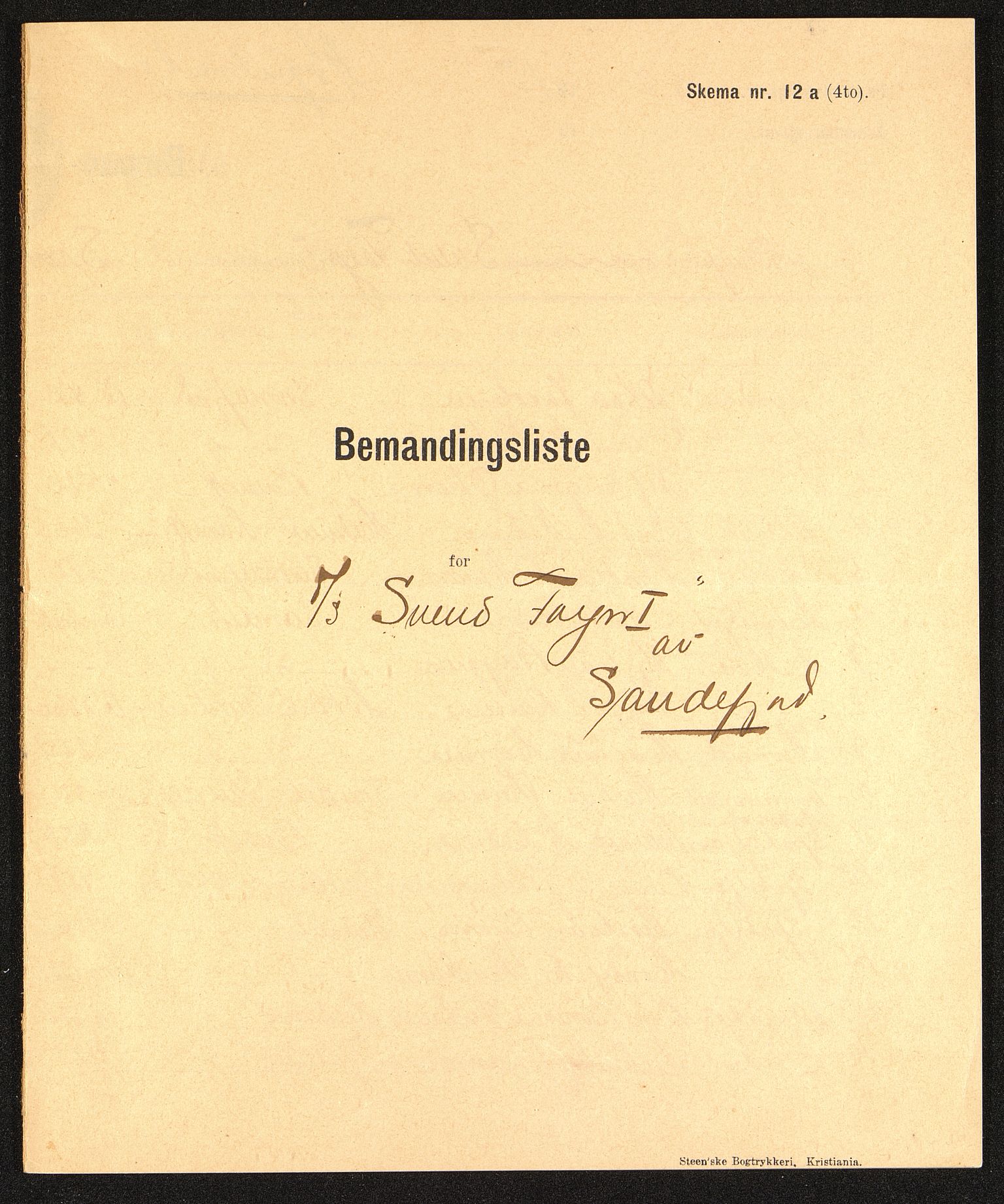 Sydhavet AS, VEMU/ARS-A-1014/P/L0001: Mannskapslister, 1914-1931, s. 10