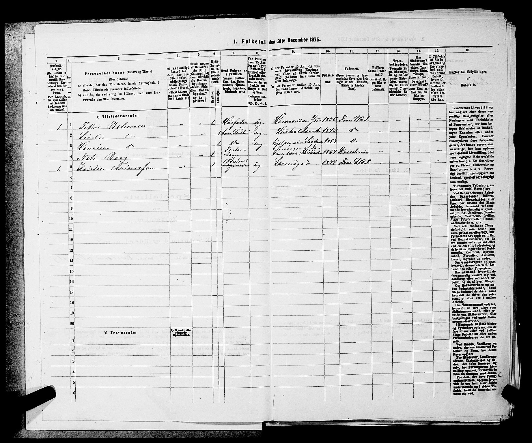 RA, Folketelling 1875 for 0215L Drøbak prestegjeld, Frogn sokn, 1875, s. 21