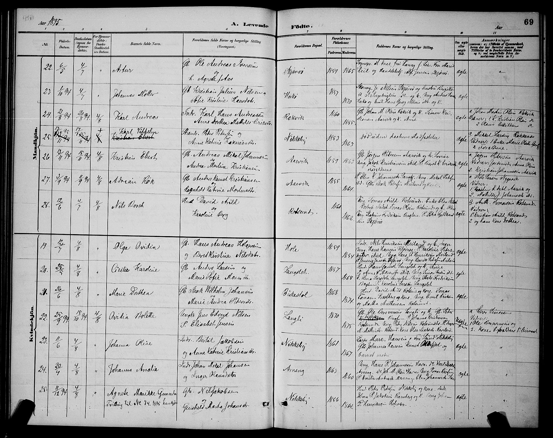 Skjervøy sokneprestkontor, AV/SATØ-S-1300/H/Ha/Hab/L0007klokker: Klokkerbok nr. 7, 1889-1899, s. 69