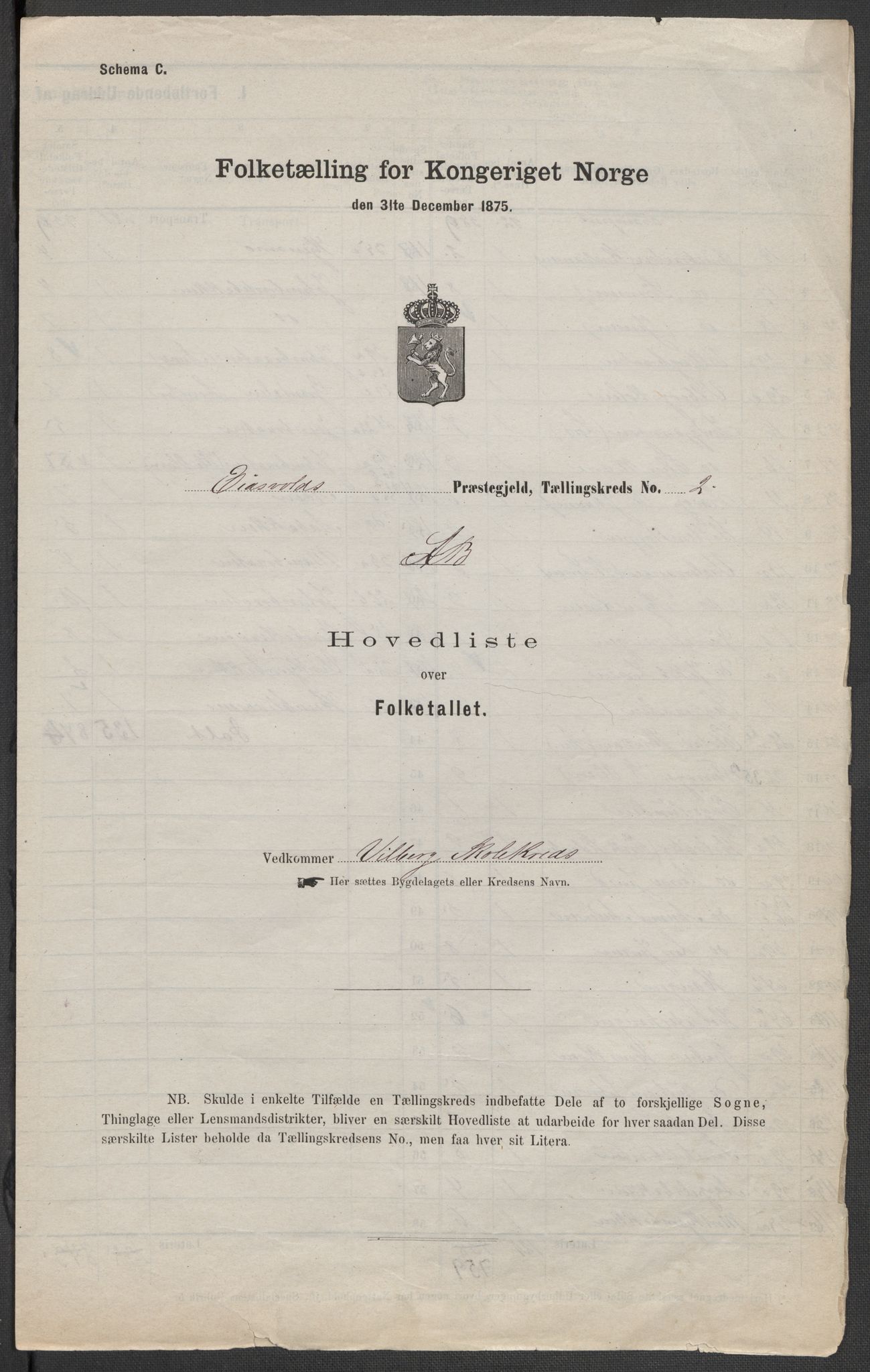 RA, Folketelling 1875 for 0237P Eidsvoll prestegjeld, 1875, s. 7