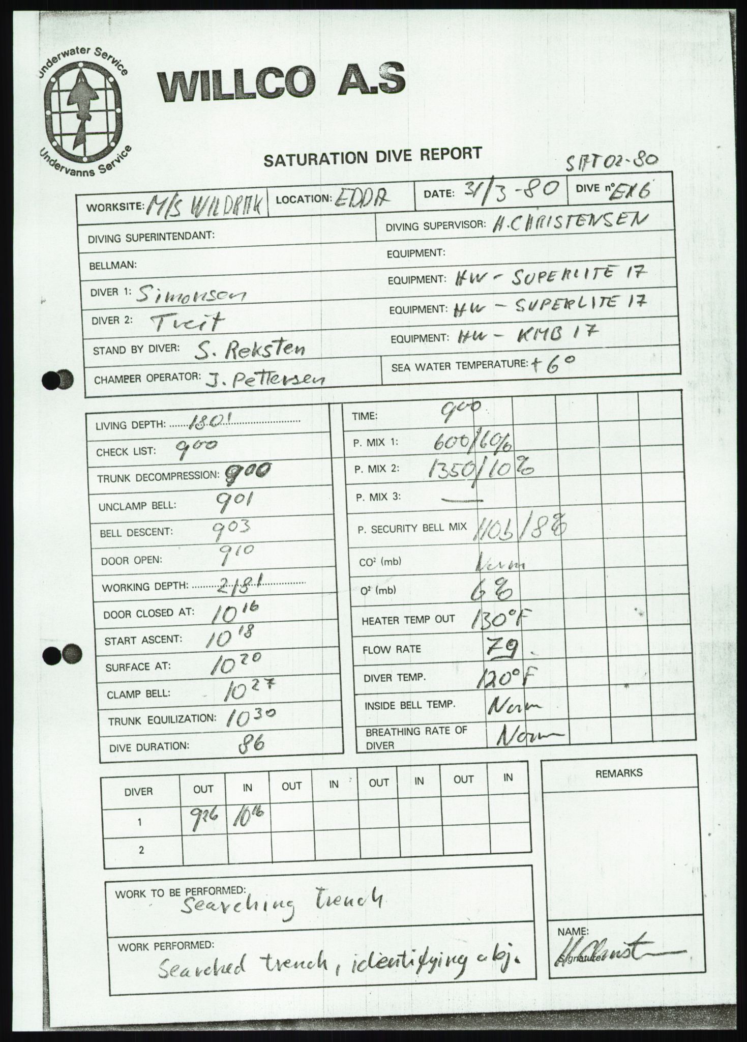 Justisdepartementet, Granskningskommisjonen ved Alexander Kielland-ulykken 27.3.1980, AV/RA-S-1165/D/L0018: R Feltopprydning (Doku.liste + R2, R4-R6 av 6), 1980-1981, s. 87