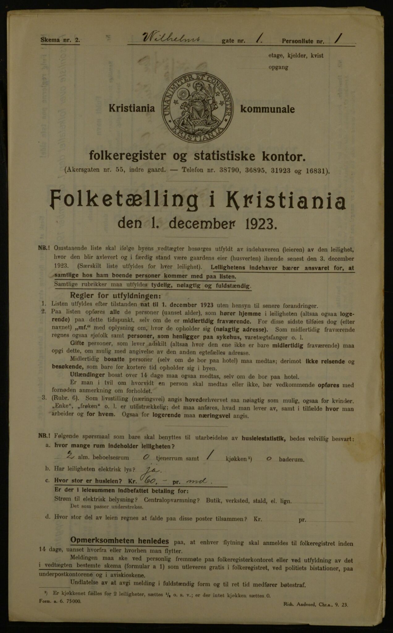 OBA, Kommunal folketelling 1.12.1923 for Kristiania, 1923, s. 141439