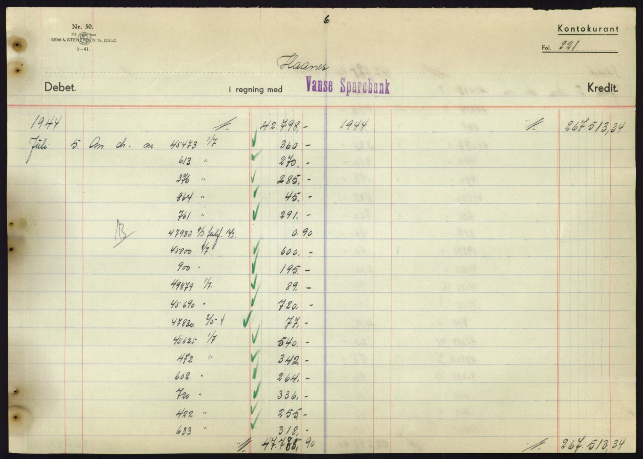 Forsvarsdepartementet, 10. kontor / Oppgjørskontoret, AV/RA-RAFA-1225/D/Db/L0180: Lista oppgjørskontor, 1942-1952, s. 2201