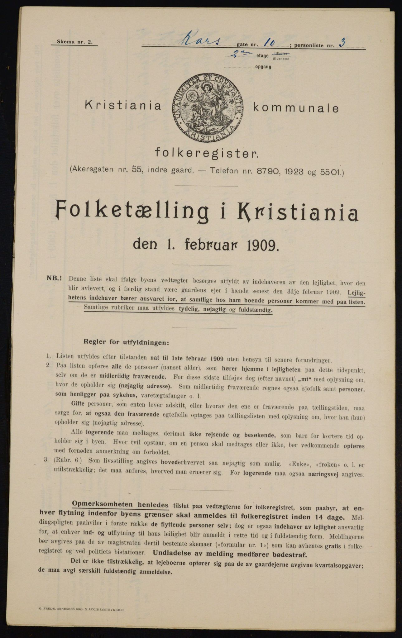 OBA, Kommunal folketelling 1.2.1909 for Kristiania kjøpstad, 1909, s. 49062