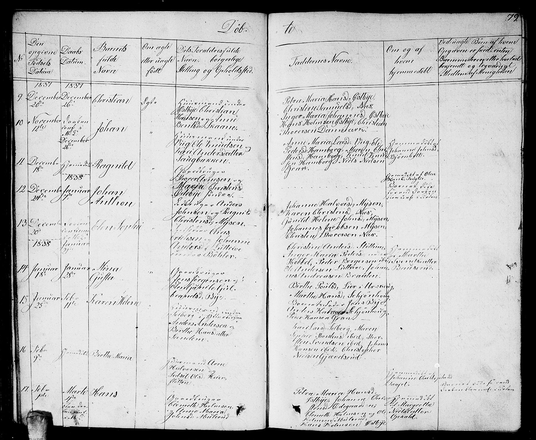 Enebakk prestekontor Kirkebøker, AV/SAO-A-10171c/G/Ga/L0003: Klokkerbok nr. I 3, 1833-1849, s. 79