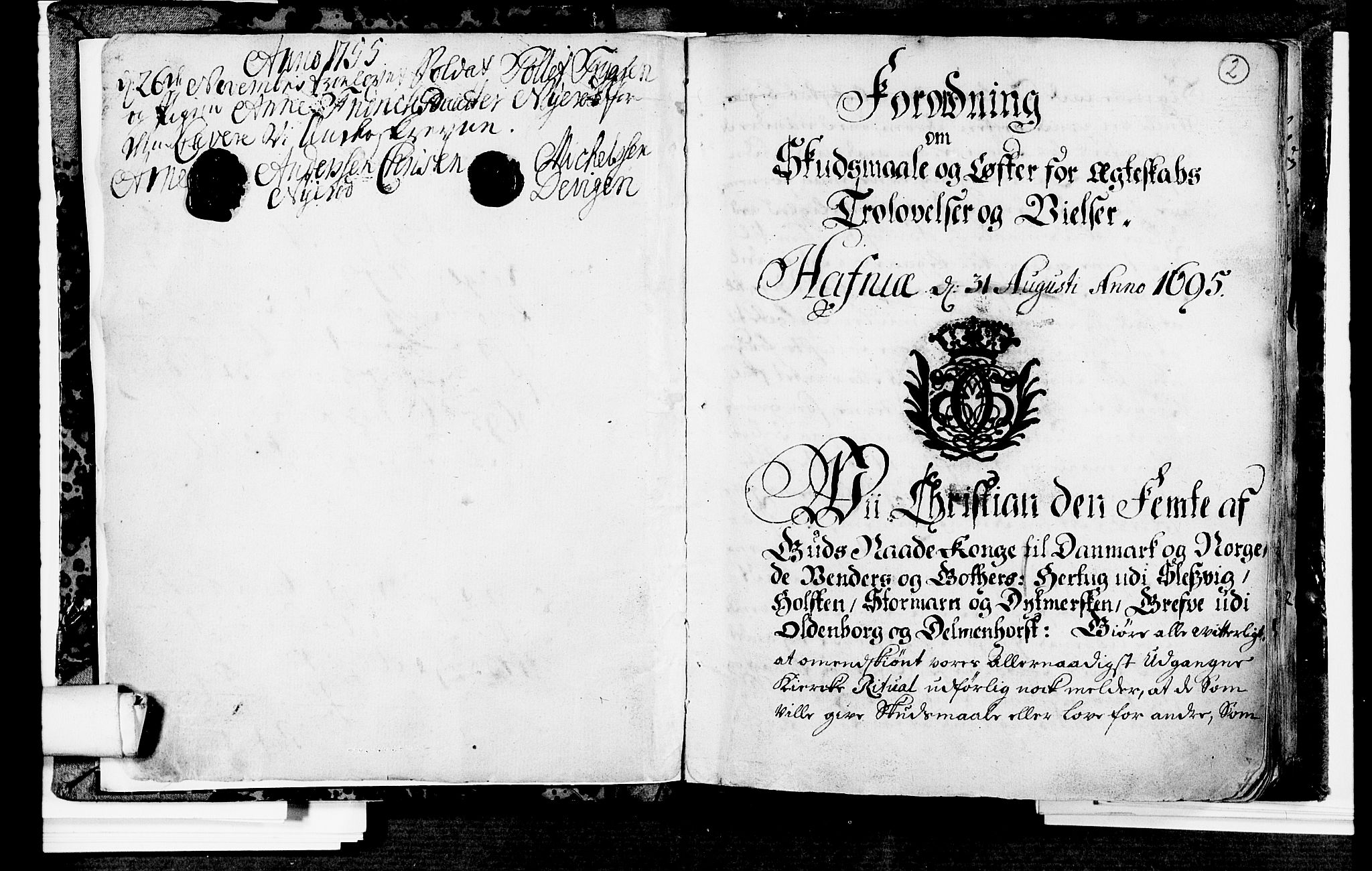 Våle kirkebøker, SAKO/A-334/H/Hb/L0001: Forlovererklæringer nr. 1, 1733-1755, s. 2