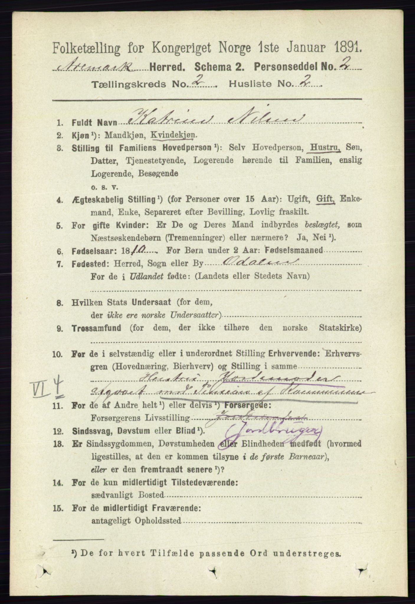 RA, Folketelling 1891 for 0118 Aremark herred, 1891, s. 888