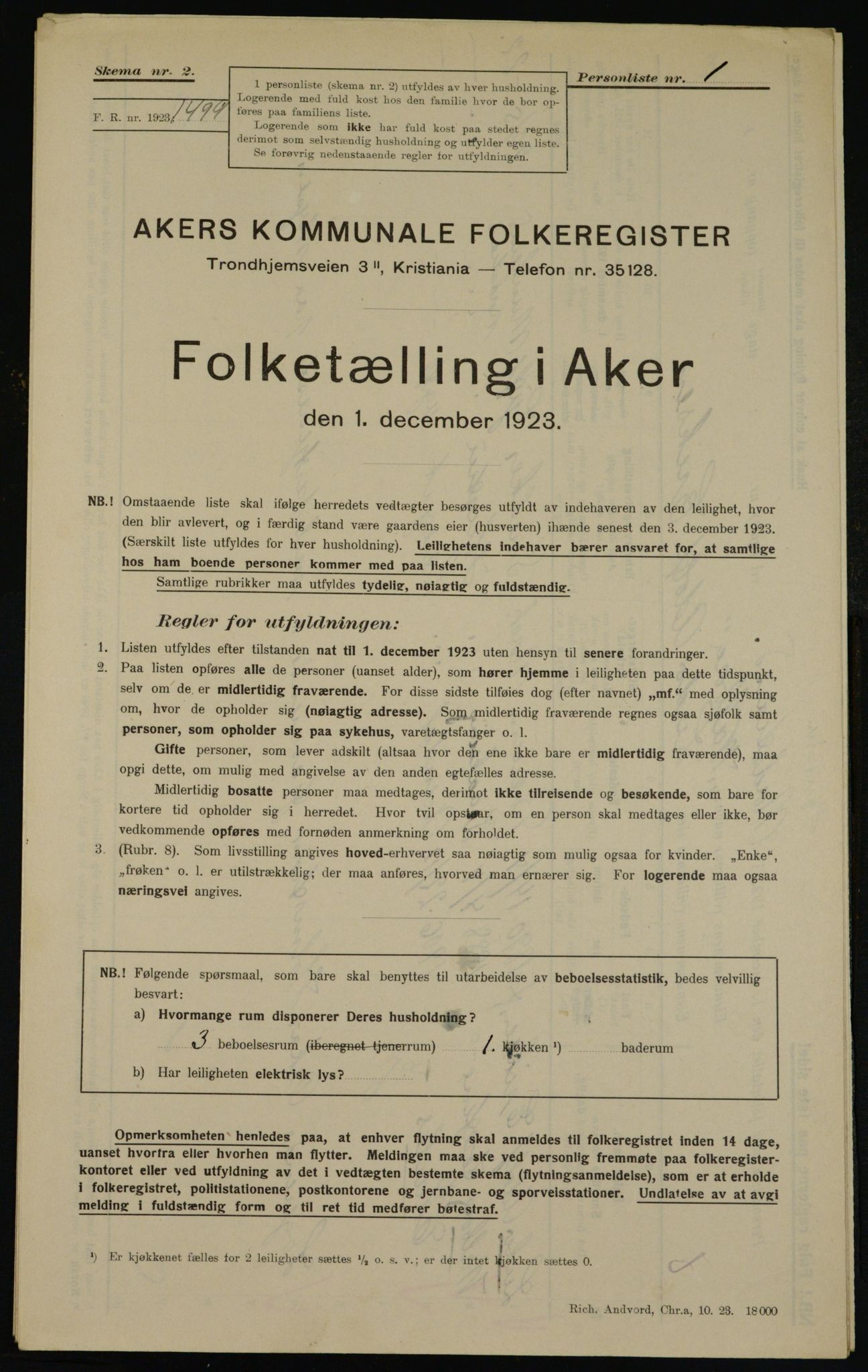 , Kommunal folketelling 1.12.1923 for Aker, 1923, s. 45180