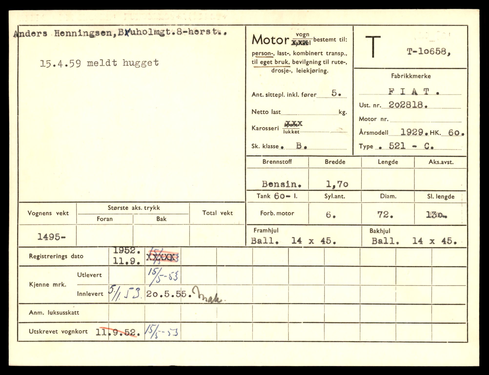 Møre og Romsdal vegkontor - Ålesund trafikkstasjon, AV/SAT-A-4099/F/Fe/L0022: Registreringskort for kjøretøy T 10584 - T 10694, 1927-1998, s. 2109
