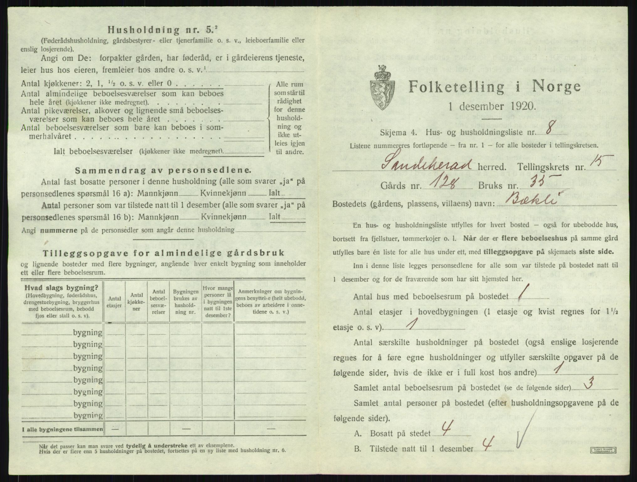 SAKO, Folketelling 1920 for 0724 Sandeherred herred, 1920, s. 3249