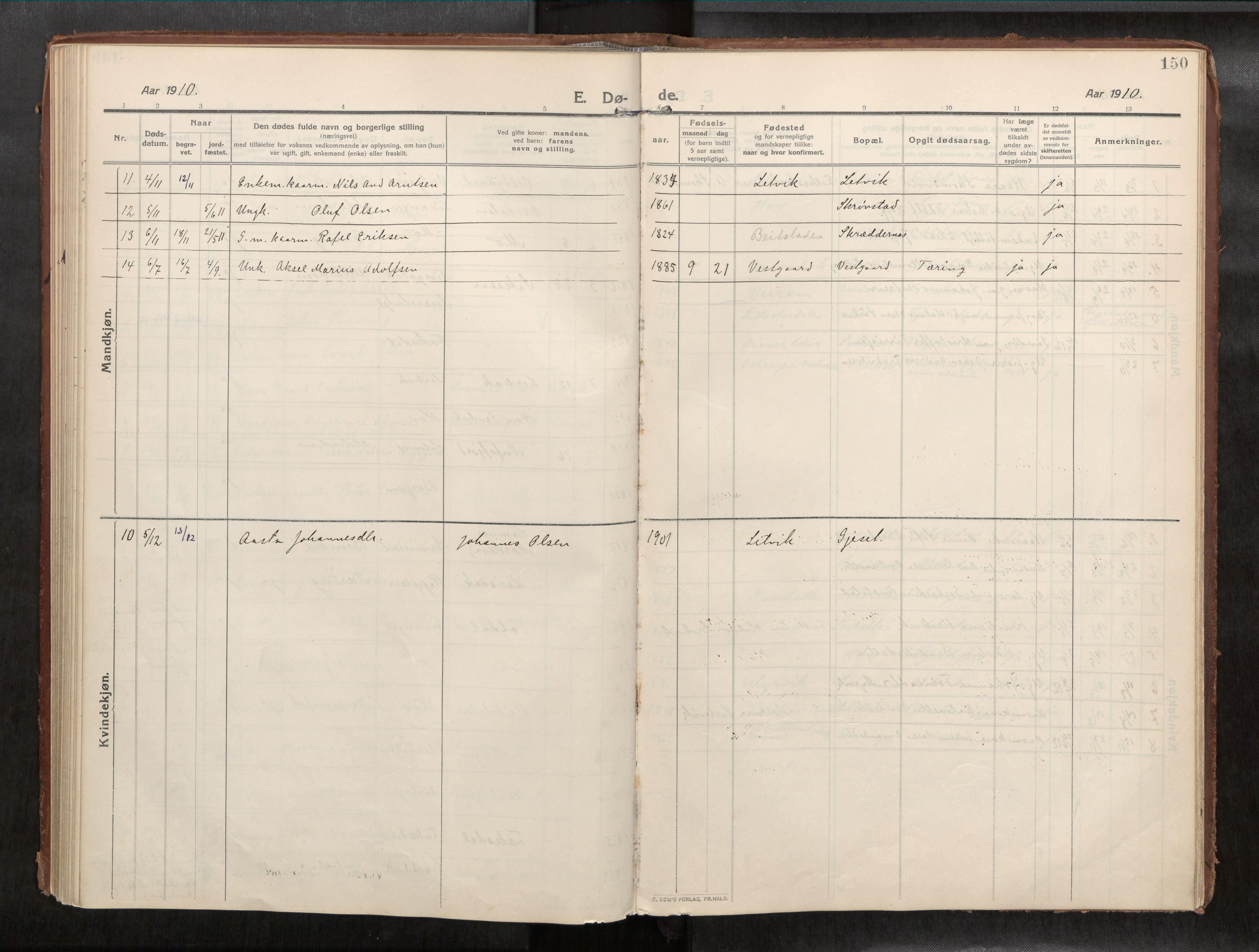 Ministerialprotokoller, klokkerbøker og fødselsregistre - Nord-Trøndelag, AV/SAT-A-1458/773/L0624a: Ministerialbok nr. 773A16, 1910-1936, s. 150