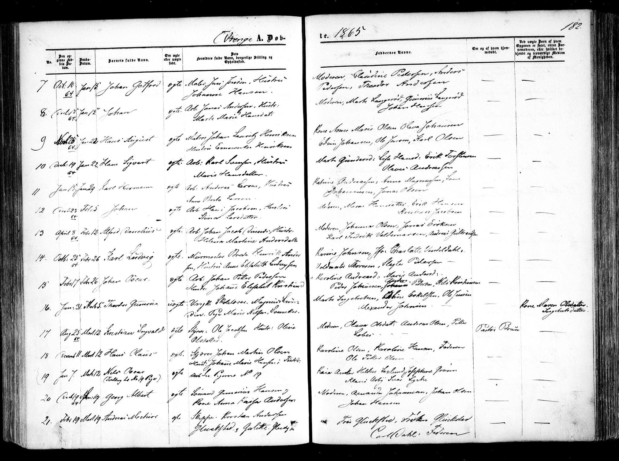 Halden prestekontor Kirkebøker, SAO/A-10909/F/Fa/L0007: Ministerialbok nr. I 7, 1857-1865, s. 182