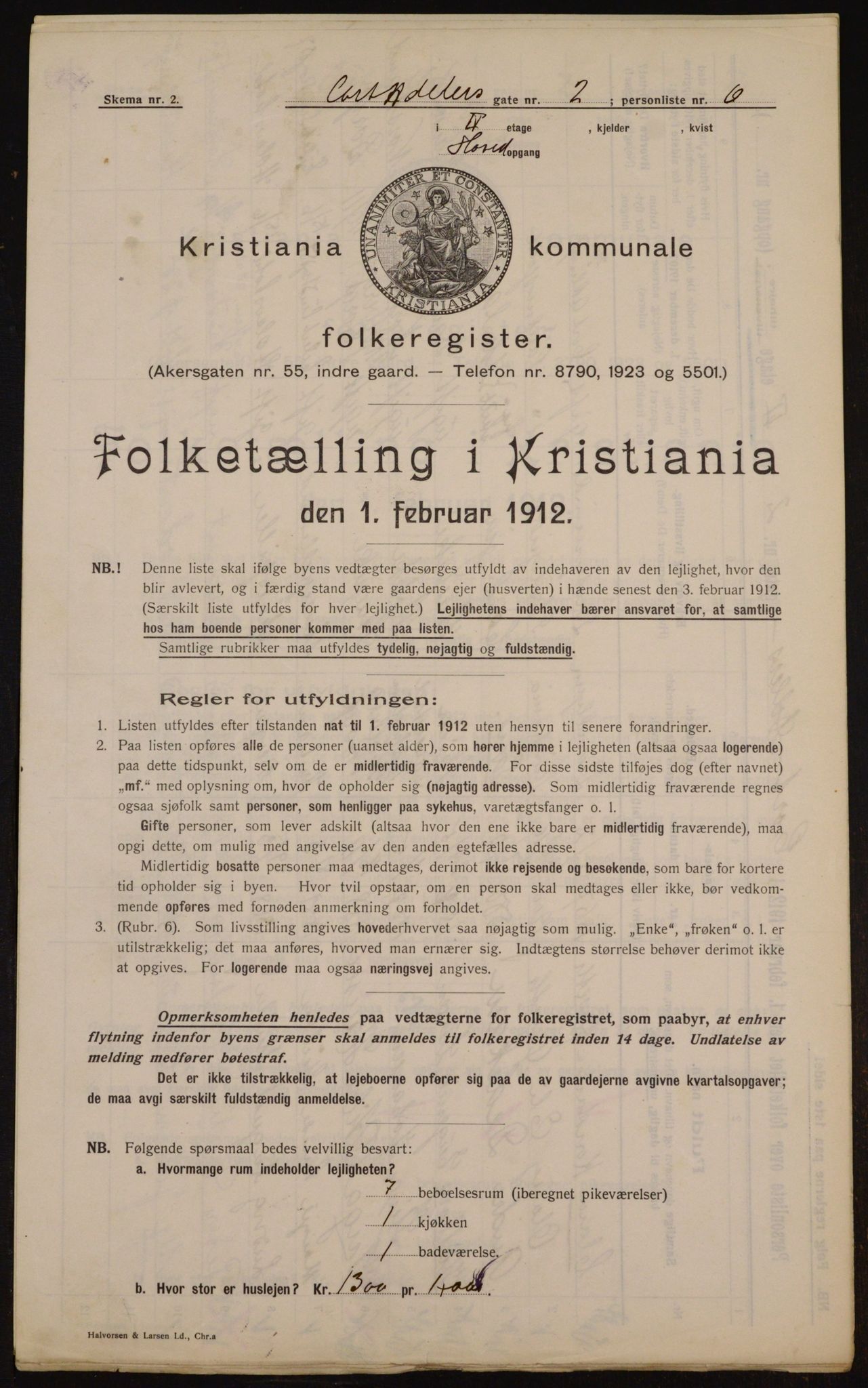 OBA, Kommunal folketelling 1.2.1912 for Kristiania, 1912, s. 13502