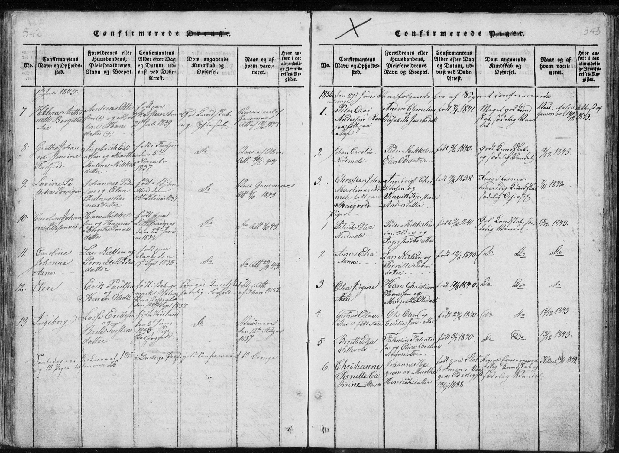 Ministerialprotokoller, klokkerbøker og fødselsregistre - Nordland, AV/SAT-A-1459/897/L1411: Klokkerbok nr. 897C01, 1820-1866, s. 542-543