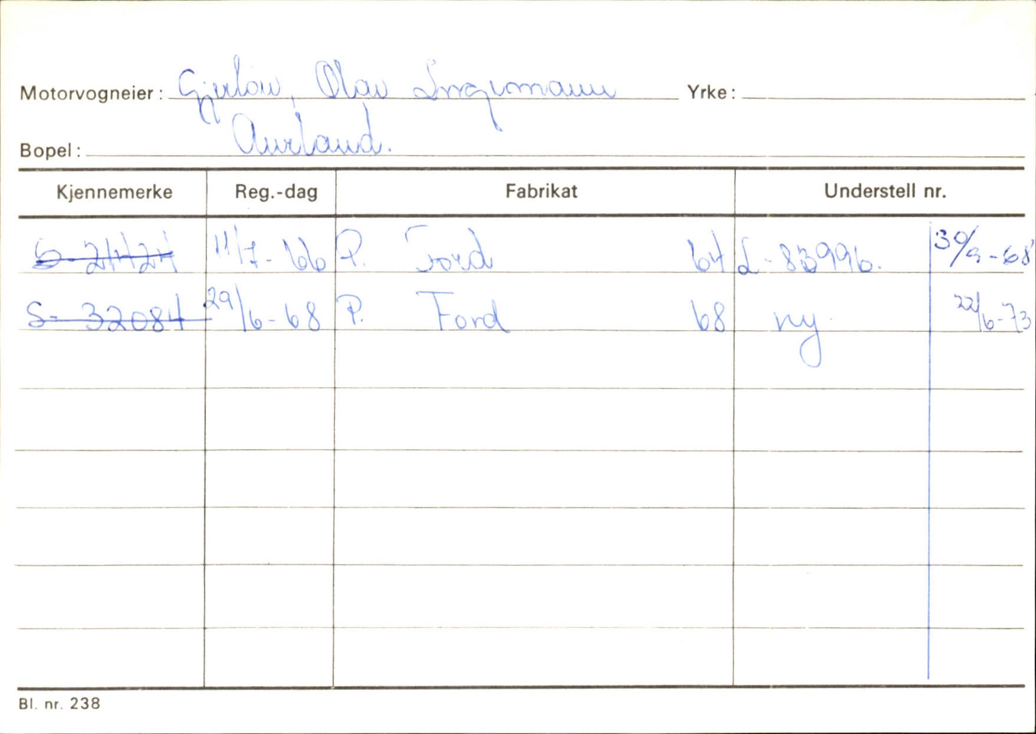 Statens vegvesen, Sogn og Fjordane vegkontor, SAB/A-5301/4/F/L0125: Eigarregister Sogndal V-Å. Aurland A-Å. Fjaler A-N, 1945-1975, s. 633