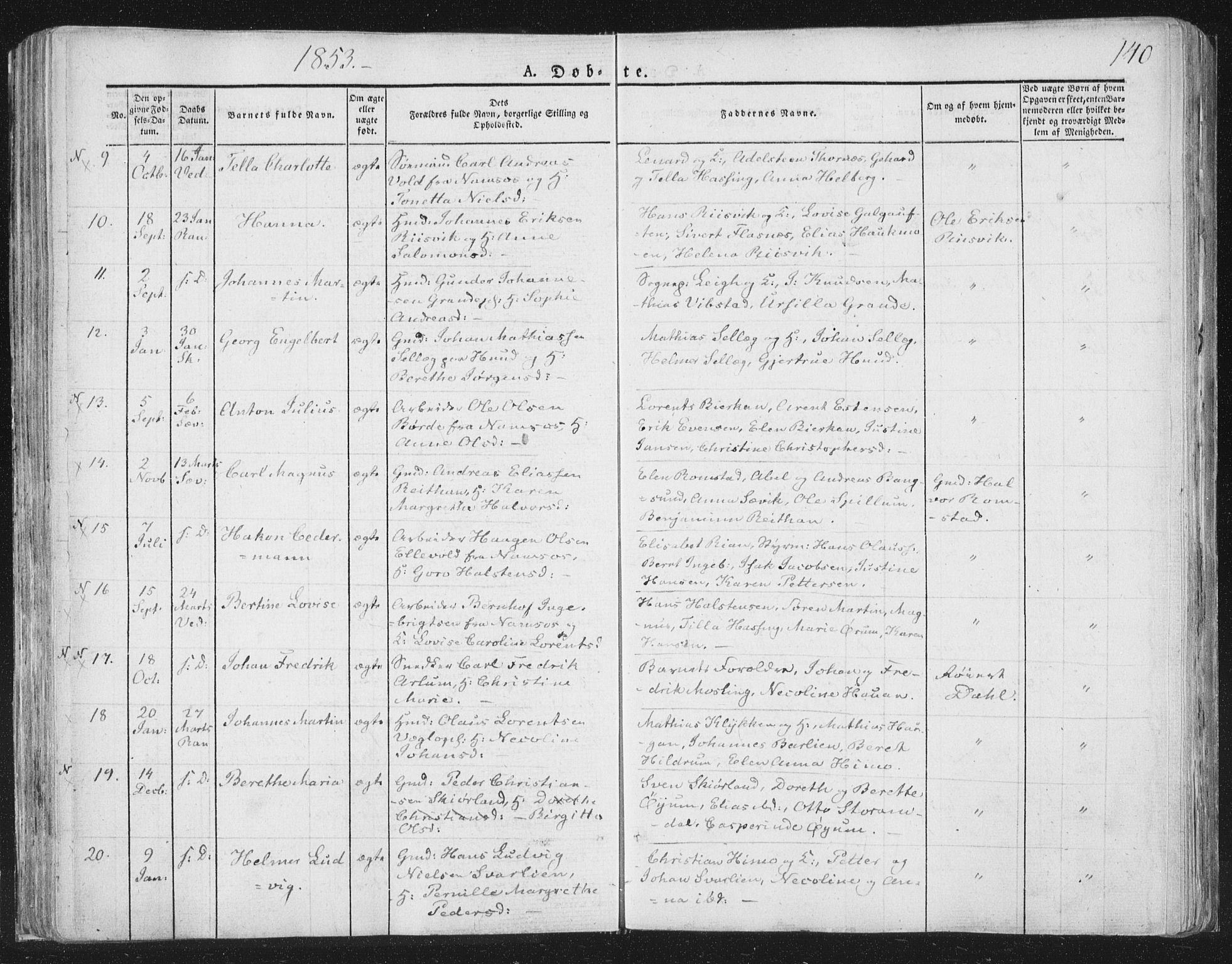 Ministerialprotokoller, klokkerbøker og fødselsregistre - Nord-Trøndelag, SAT/A-1458/764/L0551: Ministerialbok nr. 764A07a, 1824-1864, s. 140