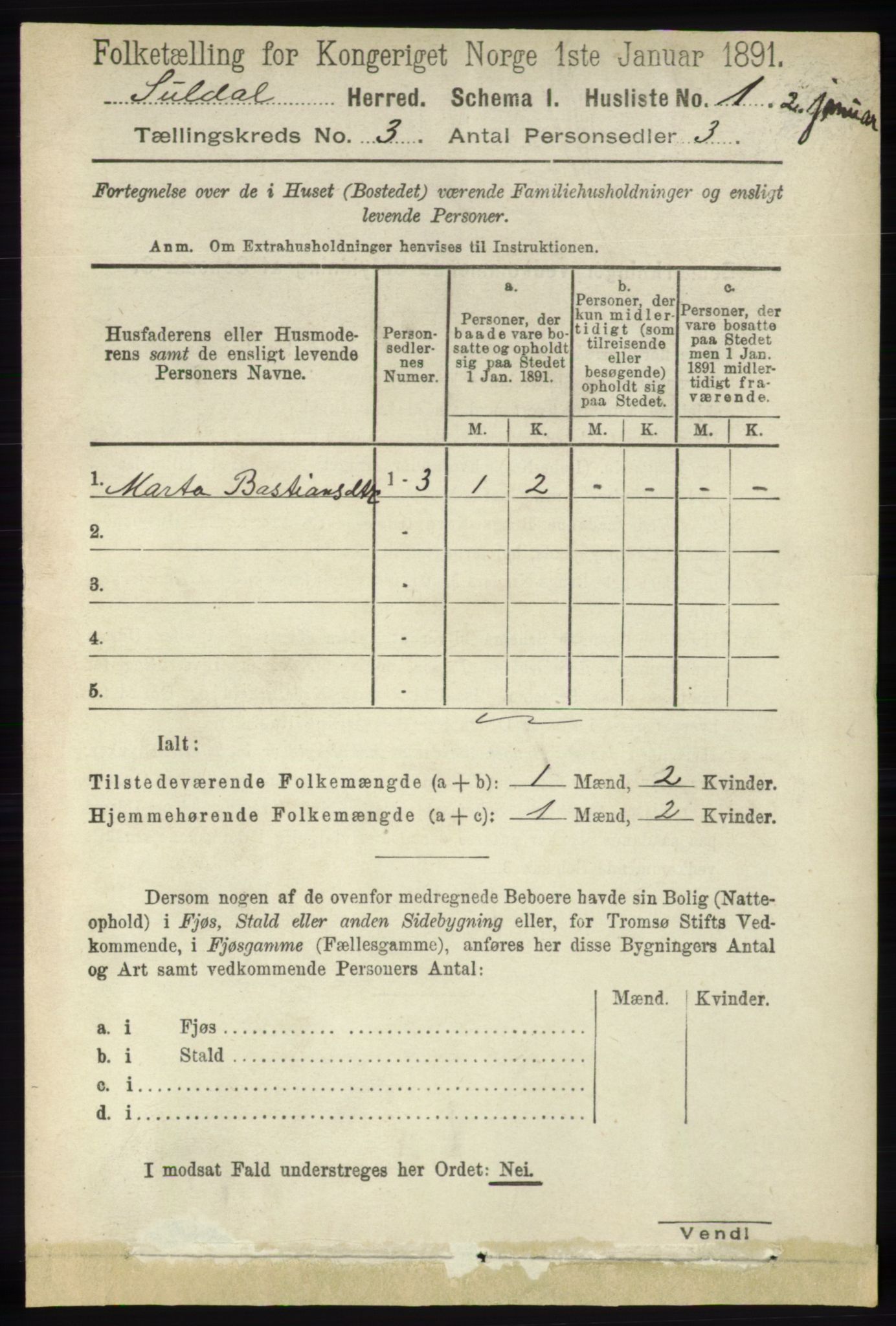 RA, Folketelling 1891 for 1134 Suldal herred, 1891, s. 584