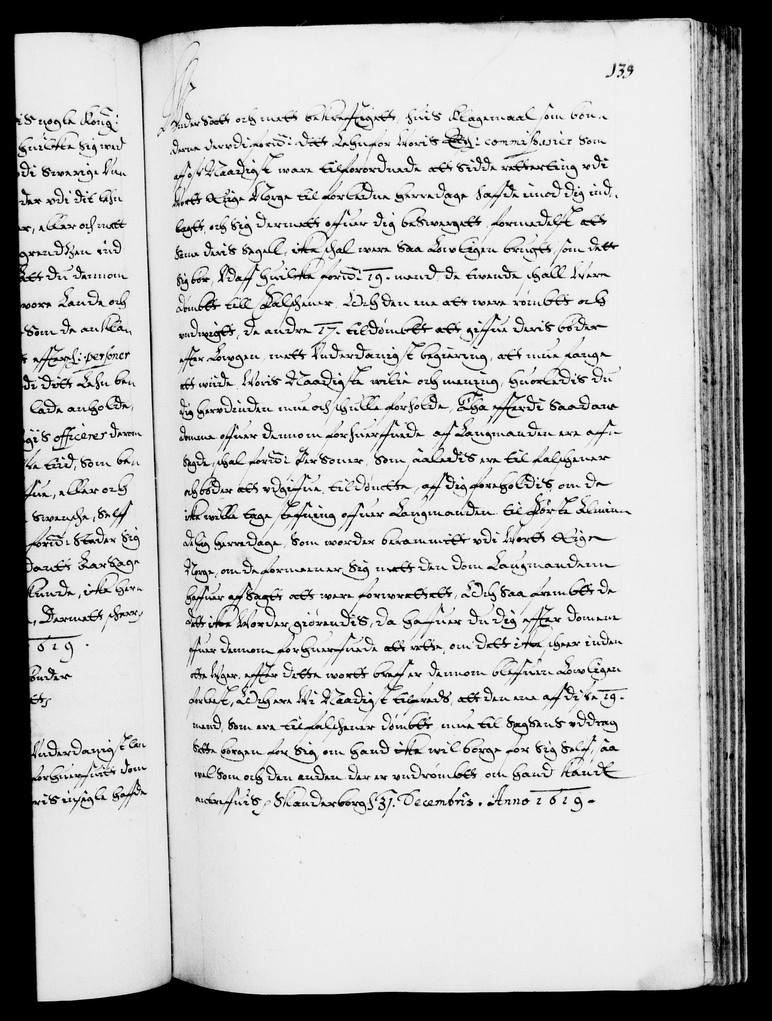 Danske Kanselli 1572-1799, AV/RA-EA-3023/F/Fc/Fca/Fcab/L0004: Norske tegnelser (mikrofilm), 1617-1627, s. 139a