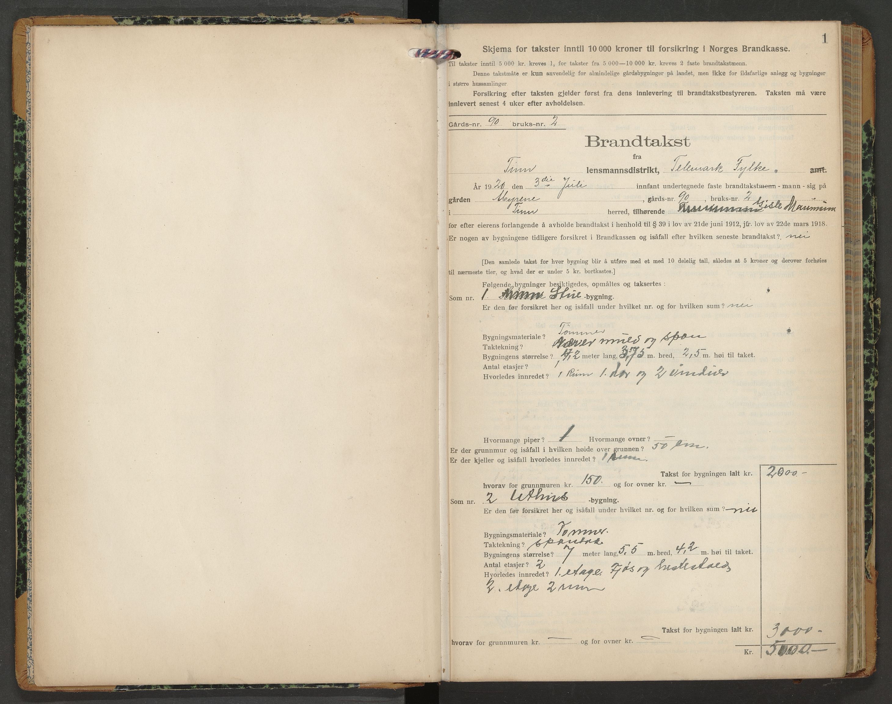 Tinn lensmannskontor, AV/SAKO-A-576/Y/Yc/Ycb/L0004: Skjematakstprotokoll, 1920-1931