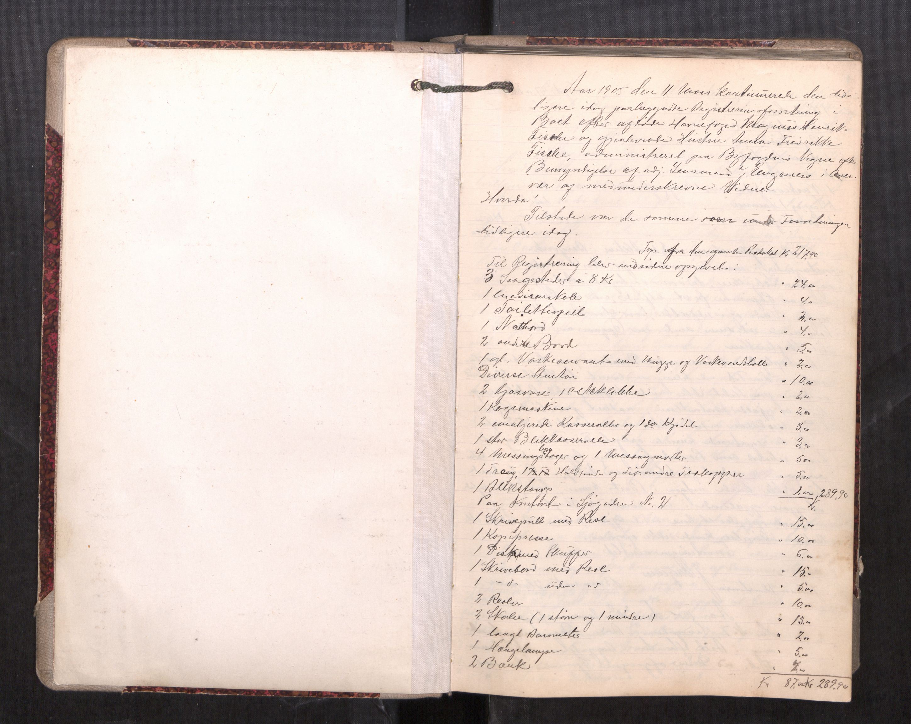 Bodø sorenskriveri, AV/SAT-A-0022/1/3/3C/L0002: Skifteregistreringsprotokoll, 1905-1917