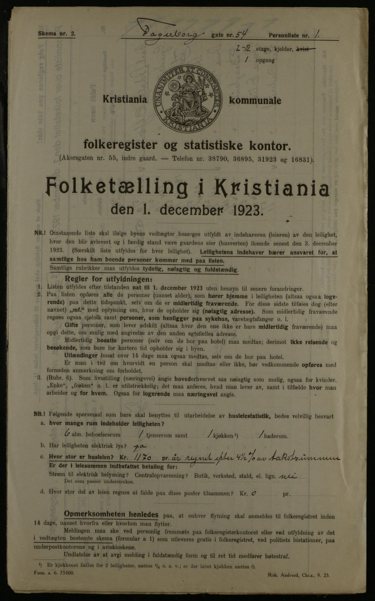 OBA, Kommunal folketelling 1.12.1923 for Kristiania, 1923, s. 26054