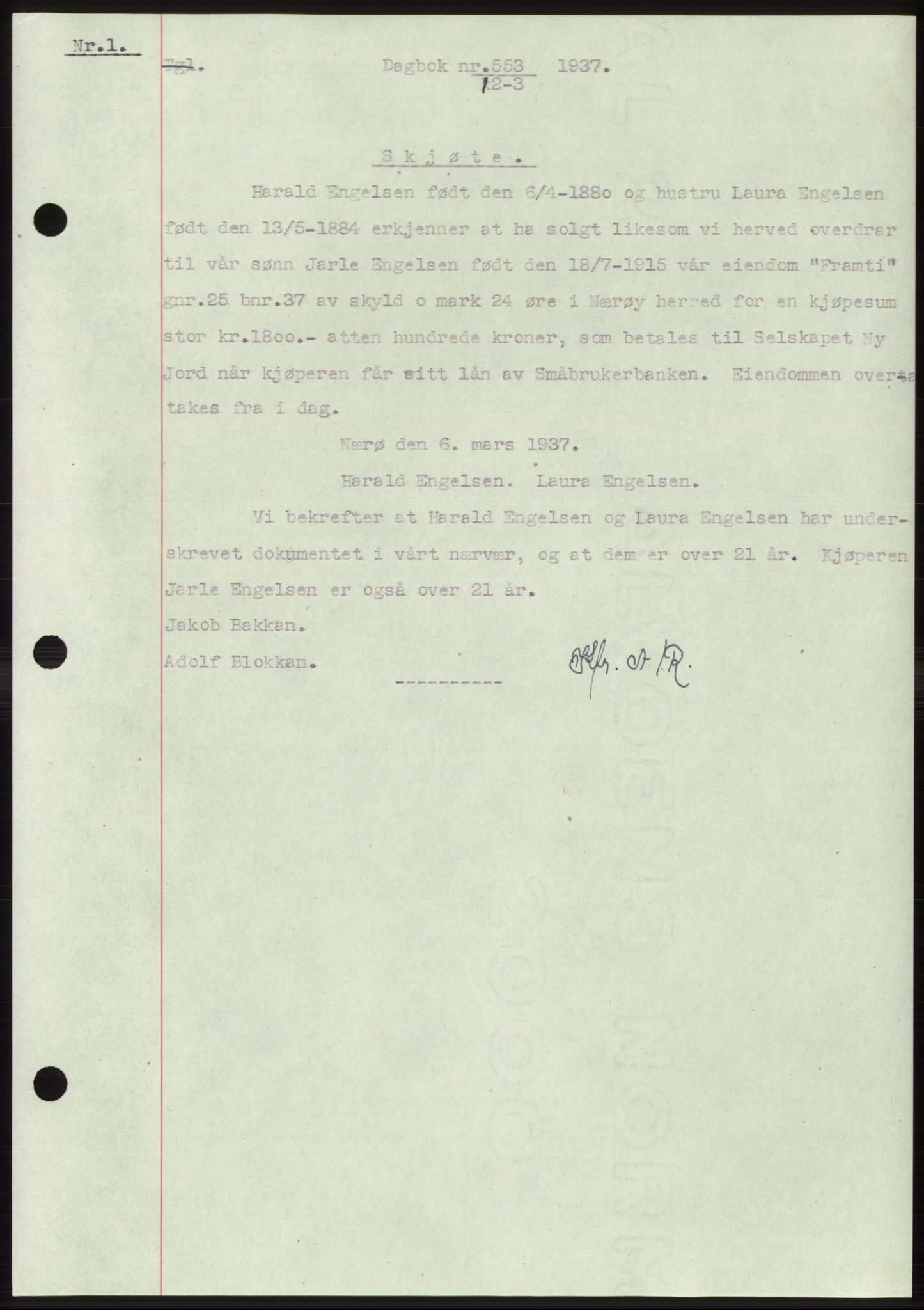 Namdal sorenskriveri, SAT/A-4133/1/2/2C: Pantebok nr. -, 1937-1939, Tingl.dato: 12.03.1937