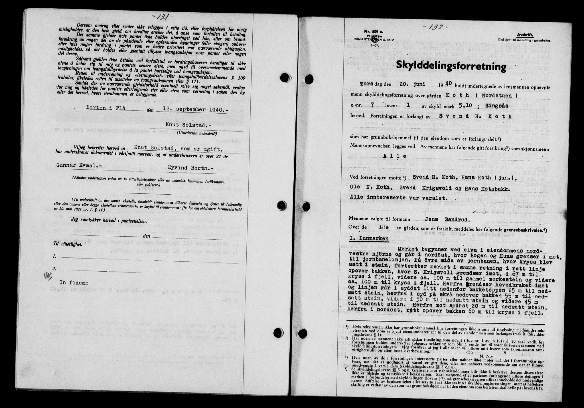 Gauldal sorenskriveri, SAT/A-0014/1/2/2C/L0052: Pantebok nr. 57, 1940-1941, Dagboknr: 698/1940