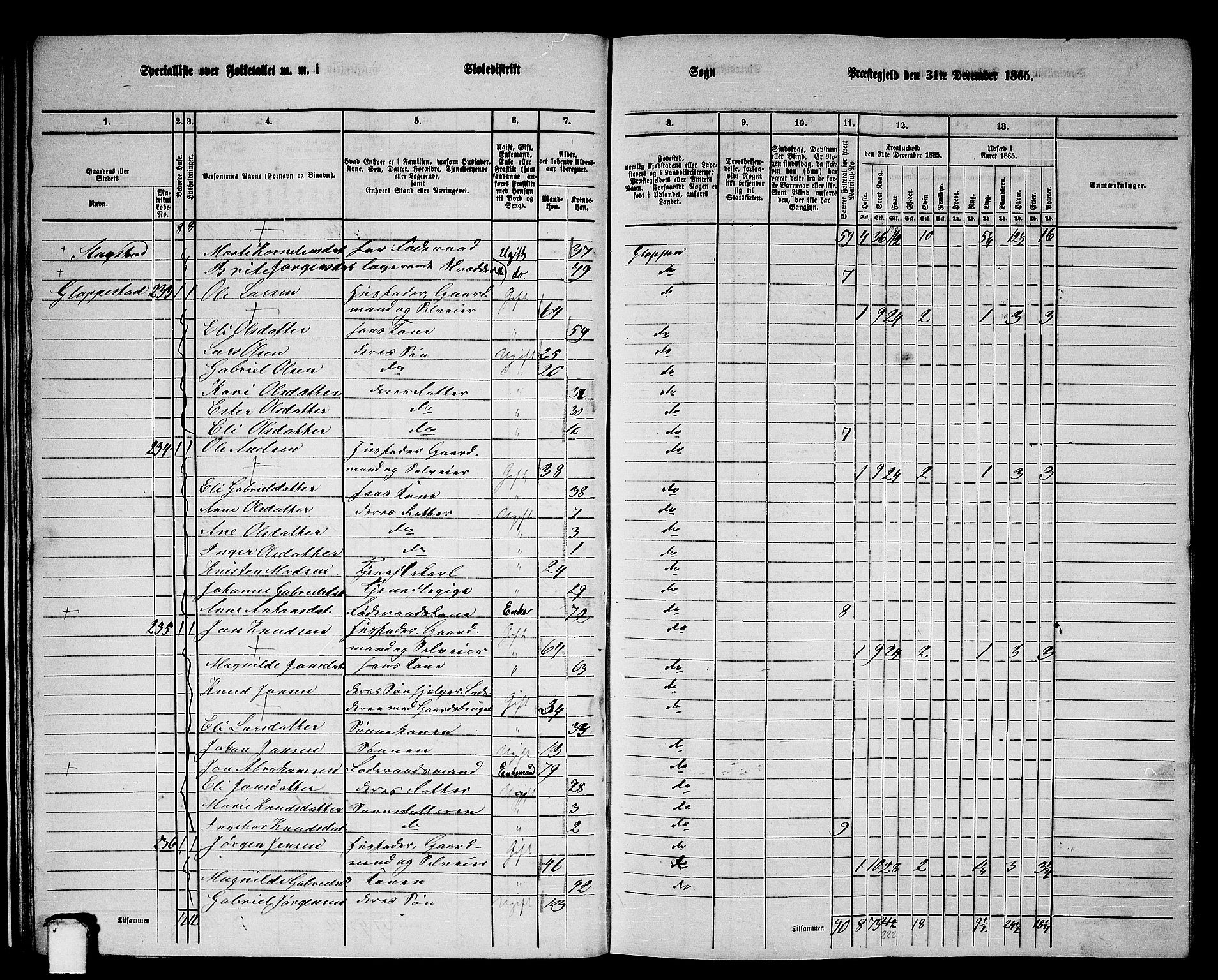 RA, Folketelling 1865 for 1445P Gloppen prestegjeld, 1865, s. 31