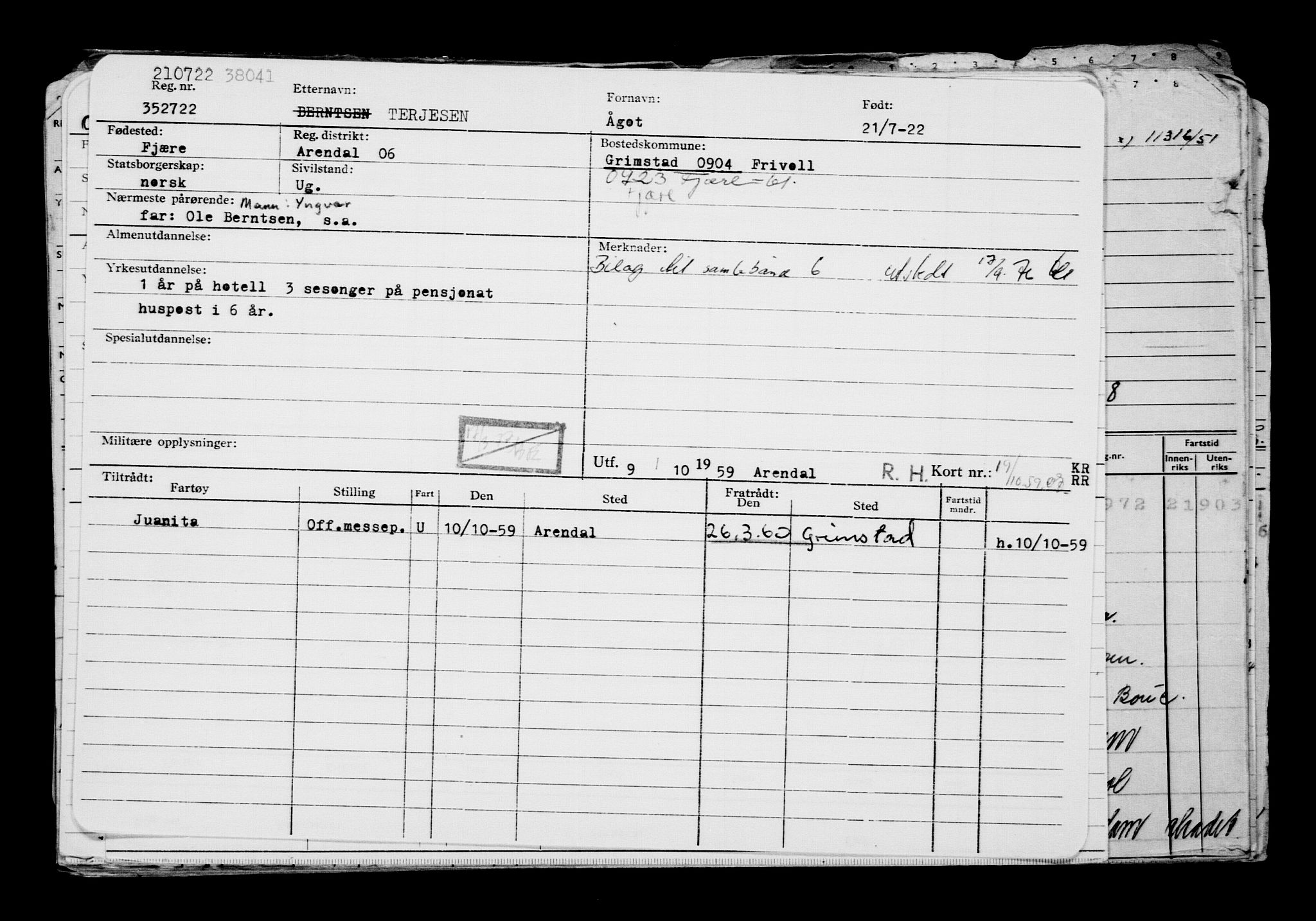 Direktoratet for sjømenn, AV/RA-S-3545/G/Gb/L0209: Hovedkort, 1922, s. 9