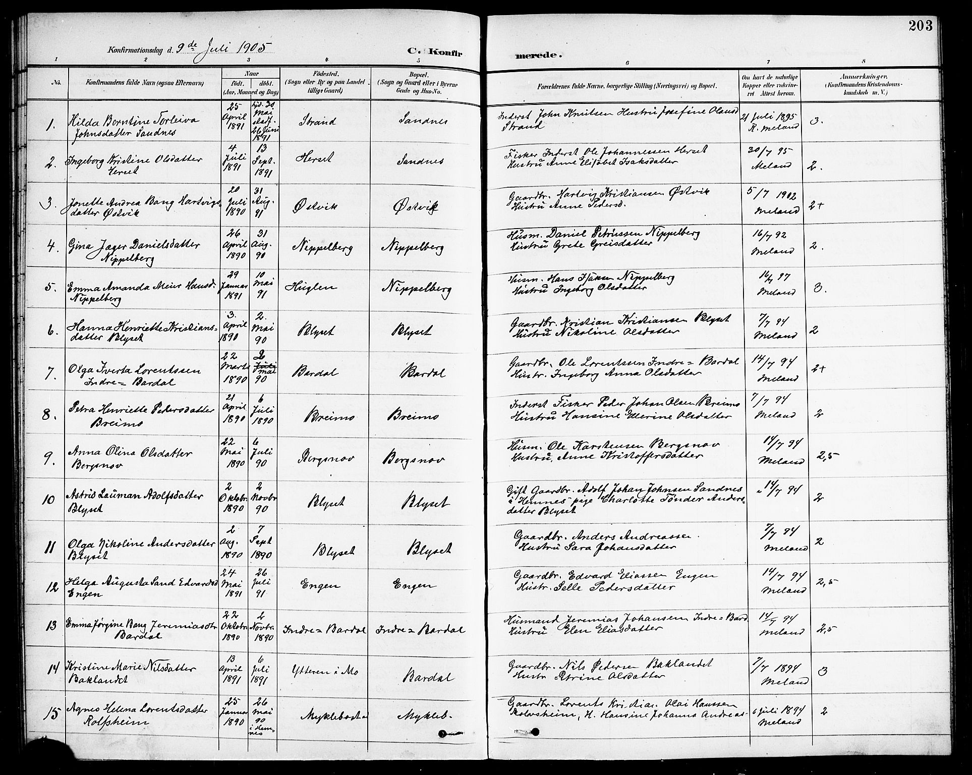 Ministerialprotokoller, klokkerbøker og fødselsregistre - Nordland, AV/SAT-A-1459/838/L0559: Klokkerbok nr. 838C06, 1893-1910, s. 203